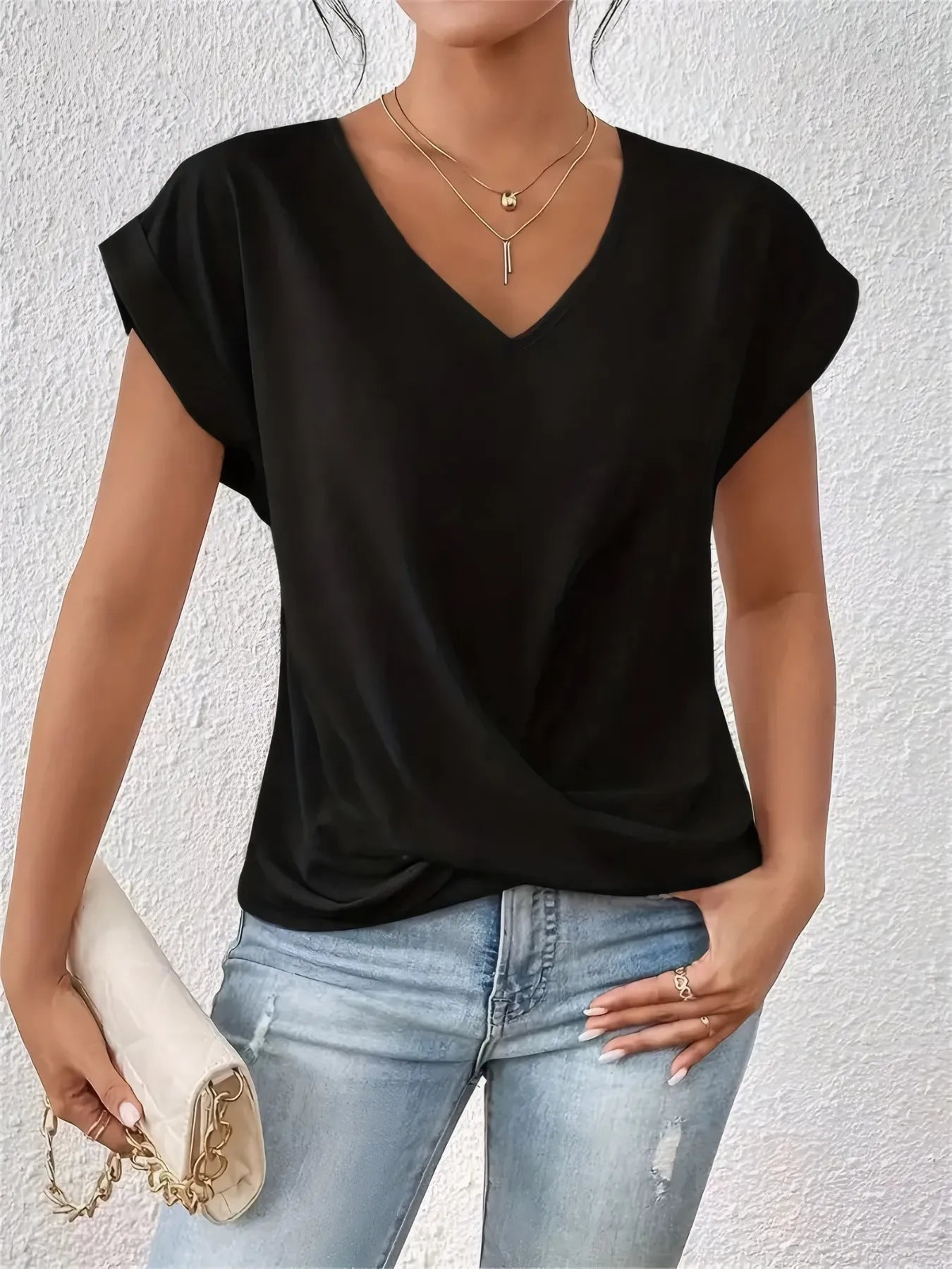 V-Neck Twist Front Top - Lookzlike