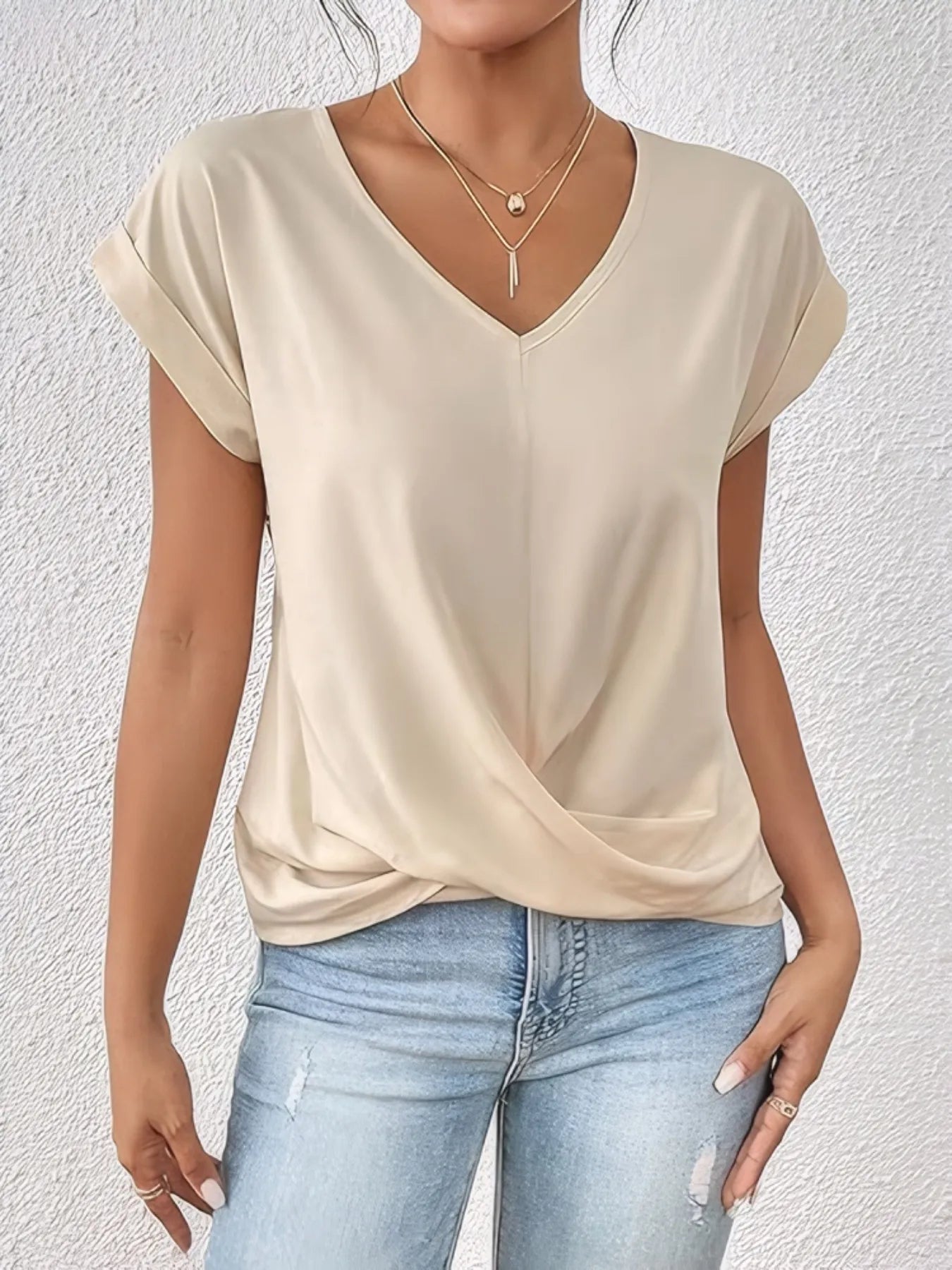 V-Neck Twist Front Top - Lookzlike