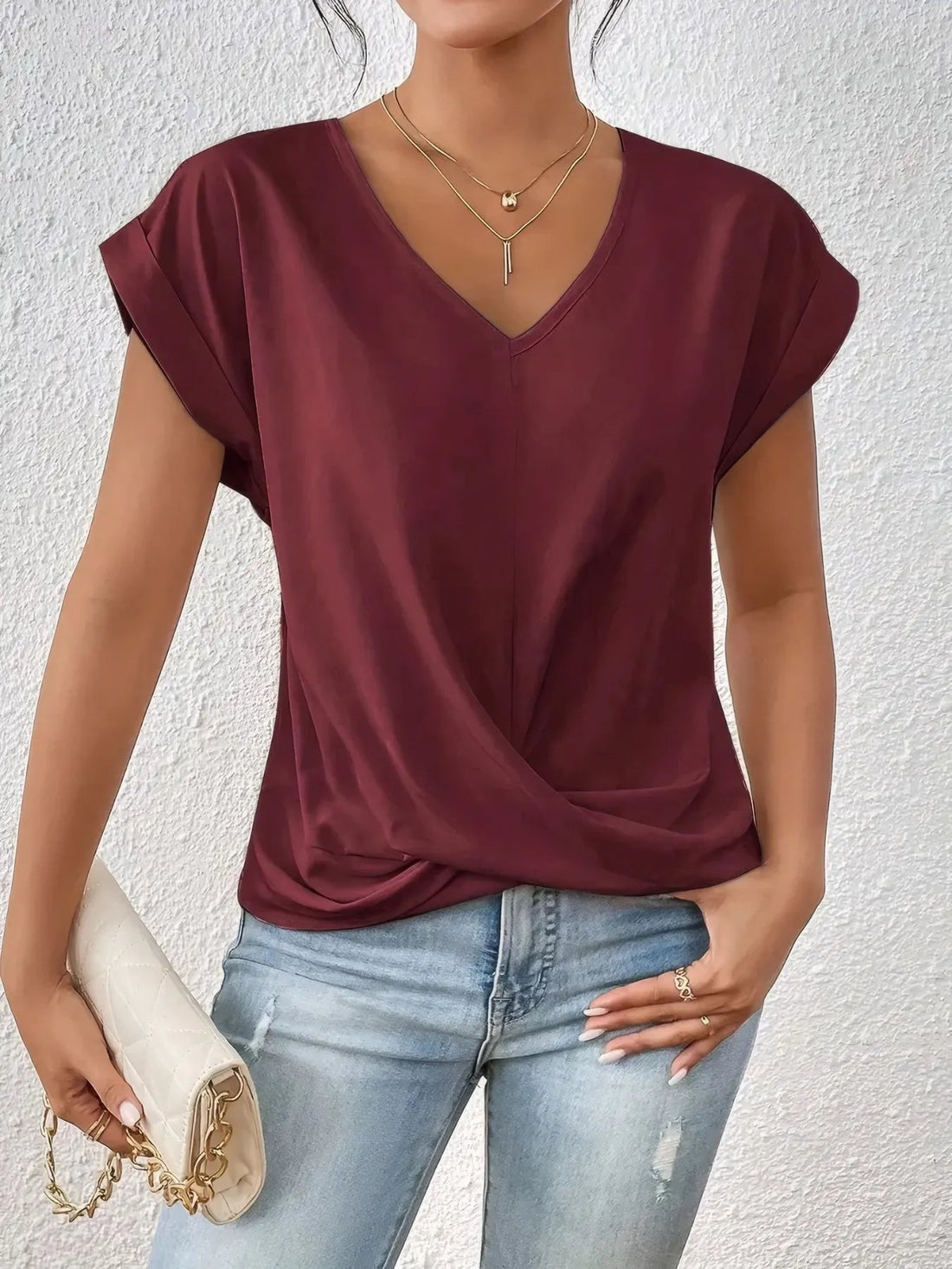 V-Neck Twist Front Top - Lookzlike