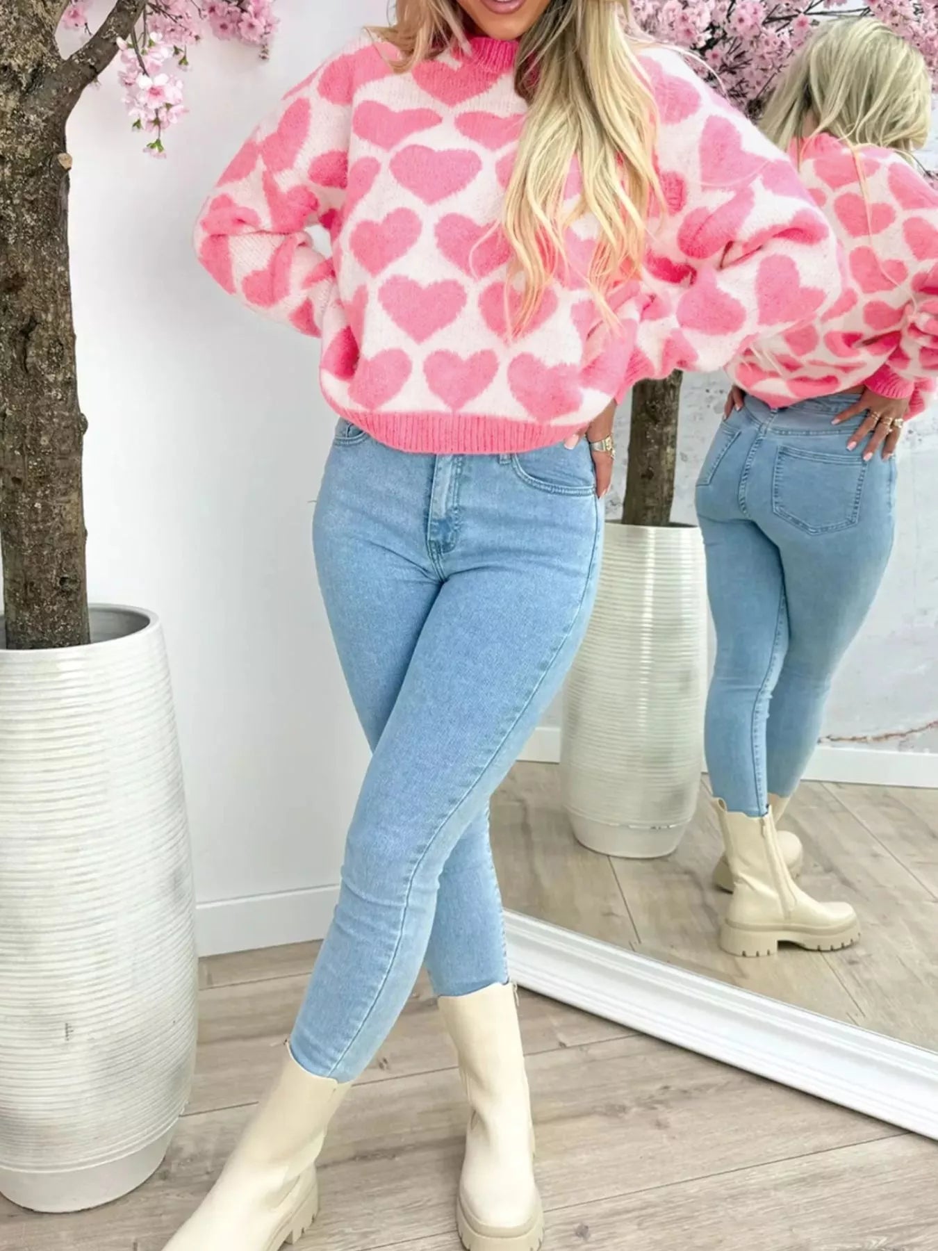 Valentine Heart Round Neck Sweater designed for comfort and style at Lookzlike