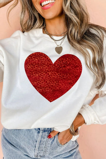 Valentine’s Day Heart Round Neck Long Sleeve Sweatshirt designed for comfort and style at Lookzlike