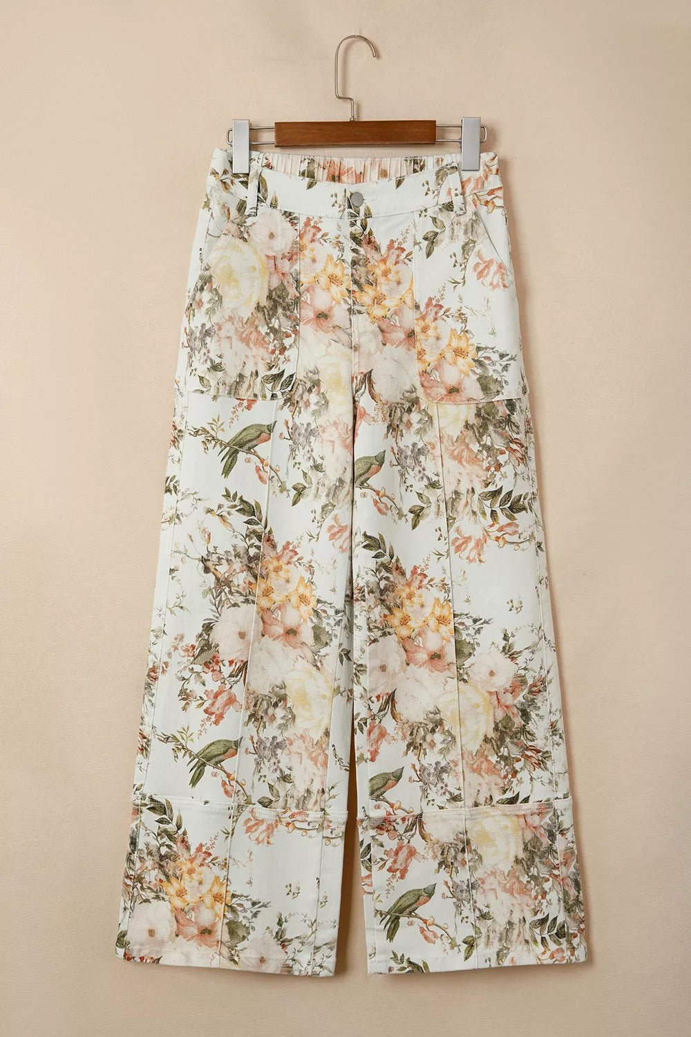 Vintage Style Floral Print High Waist Wide Leg Jeans designed for comfort and style at Lookzlike