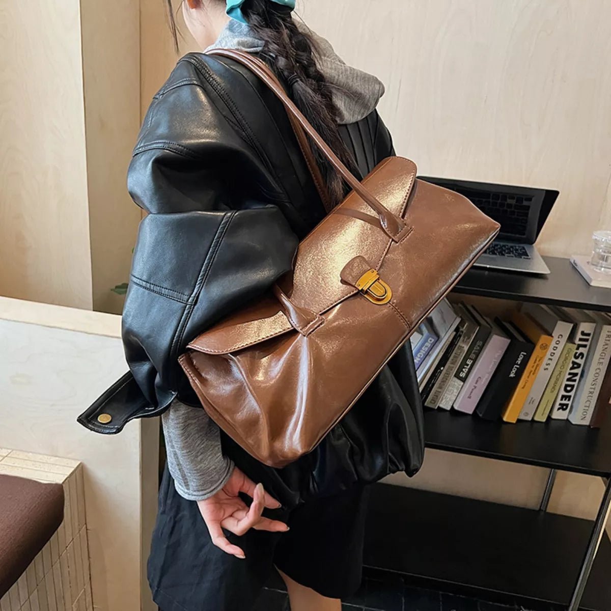 Vintage Style Leather Shoulder Bag designed for comfort and style at Lookzlike
