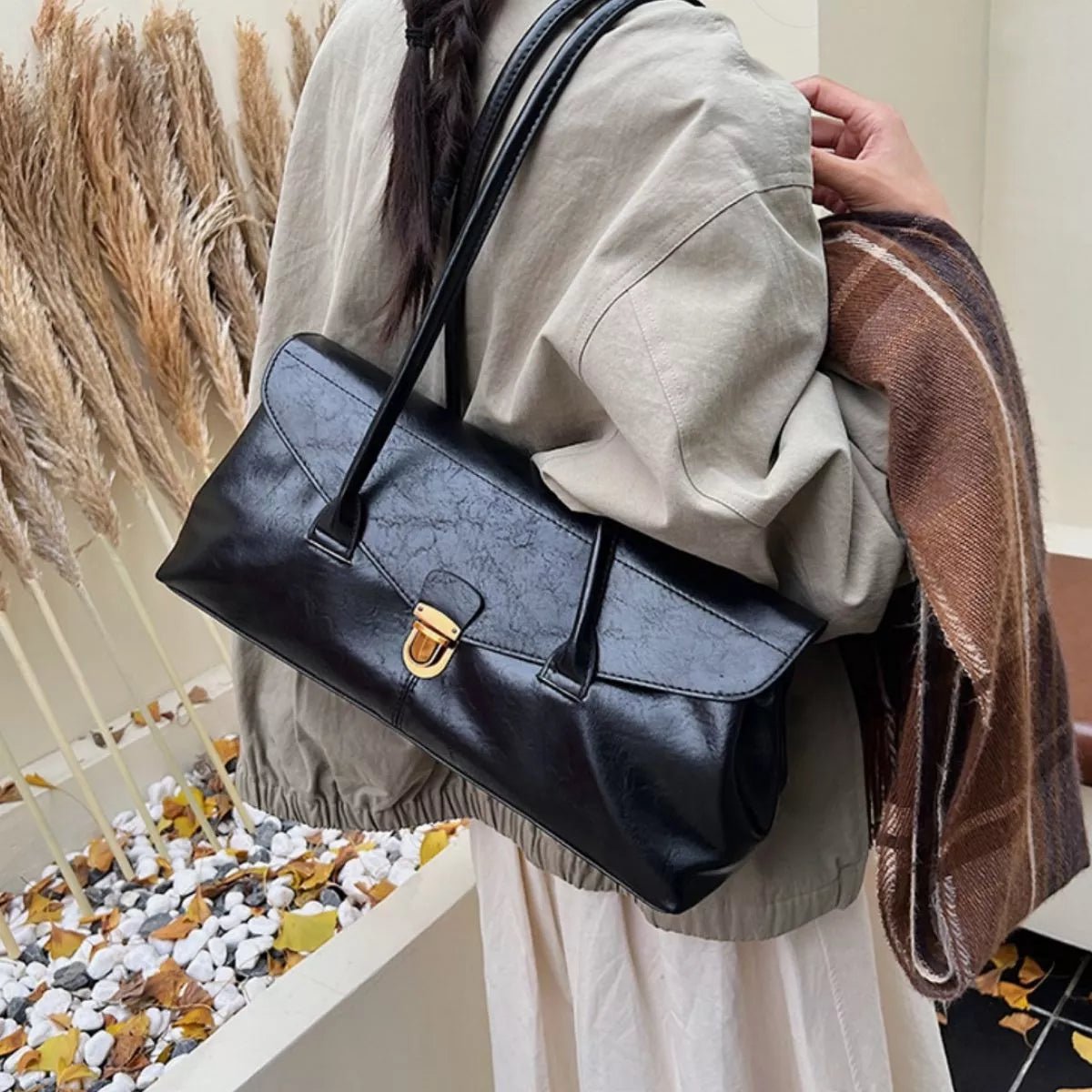 Vintage Style Leather Shoulder Bag designed for comfort and style at Lookzlike