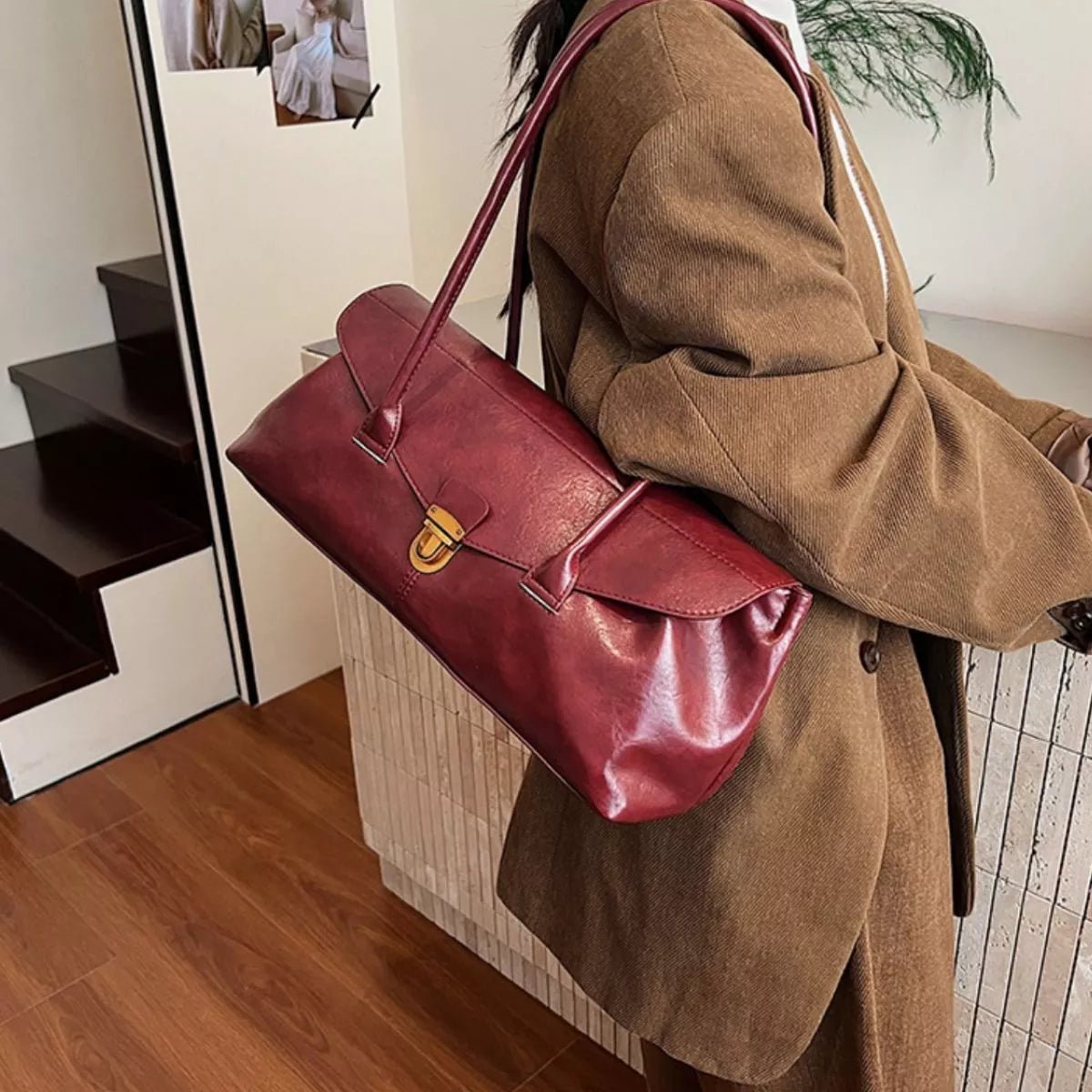 Vintage Style Leather Shoulder Bag designed for comfort and style at Lookzlike