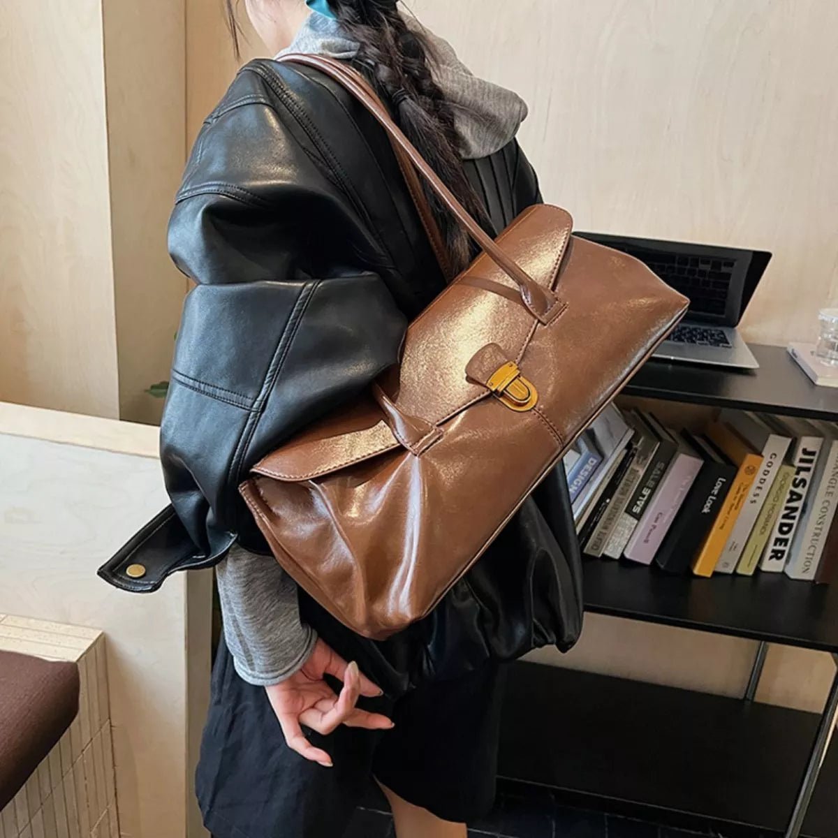 Vintage Style Leather Shoulder Bag designed for comfort and style at Lookzlike