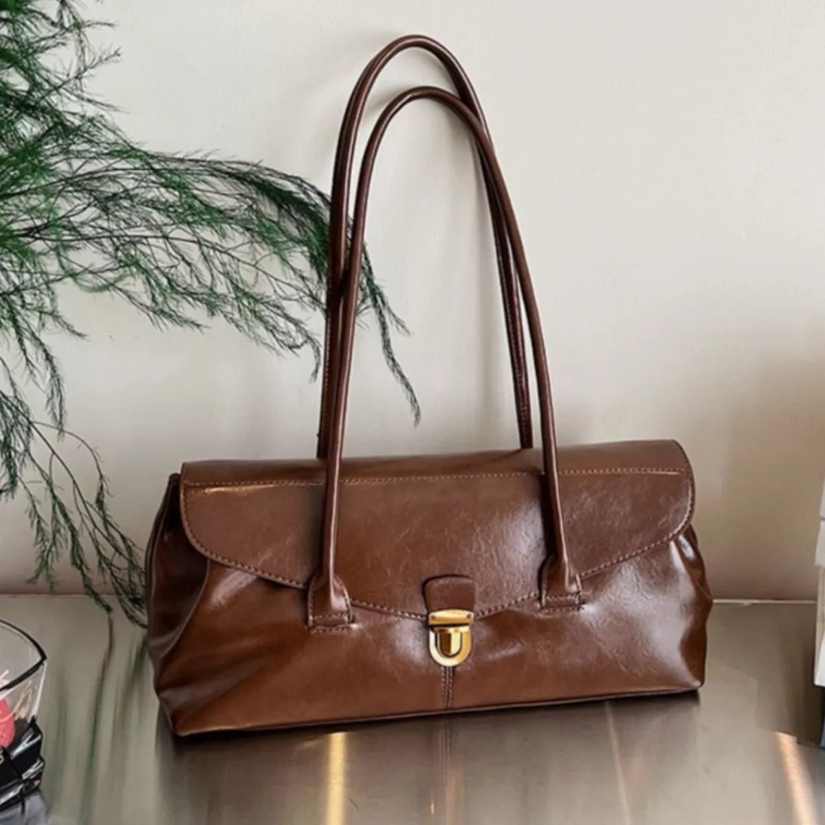 Vintage Style Leather Shoulder Bag designed for comfort and style at Lookzlike