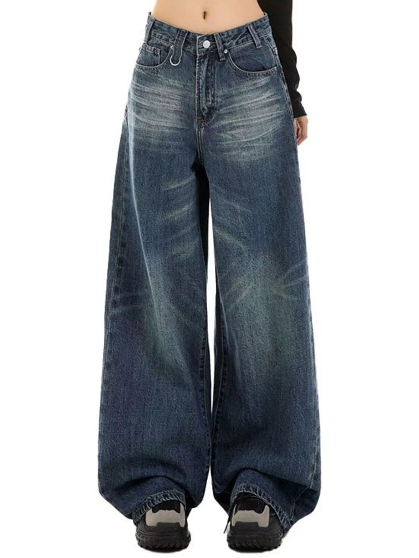 Vintage Wash Wide Leg Jeans designed for comfort and style at Lookzlike
