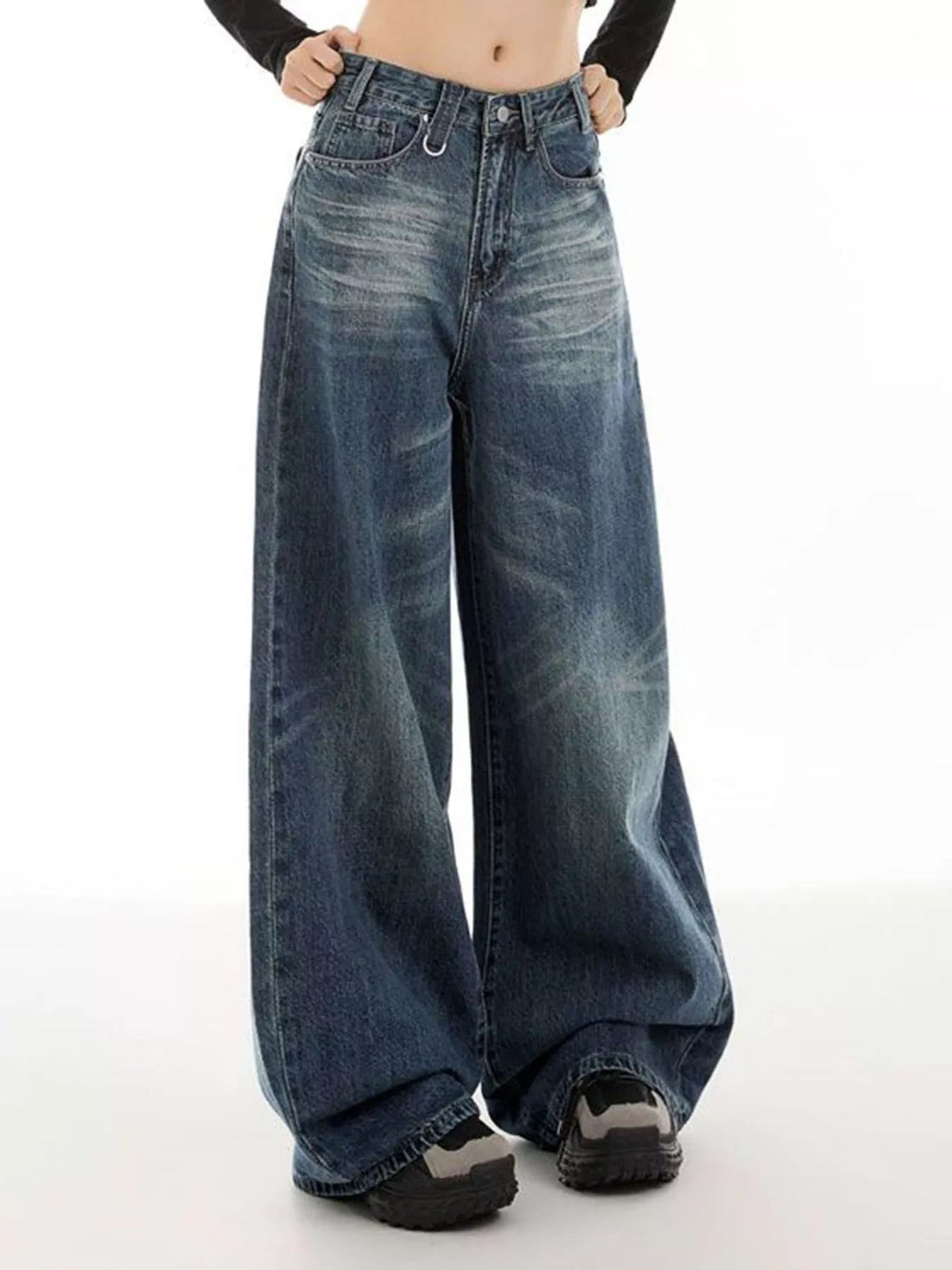Vintage Wash Wide Leg Jeans designed for comfort and style at Lookzlike