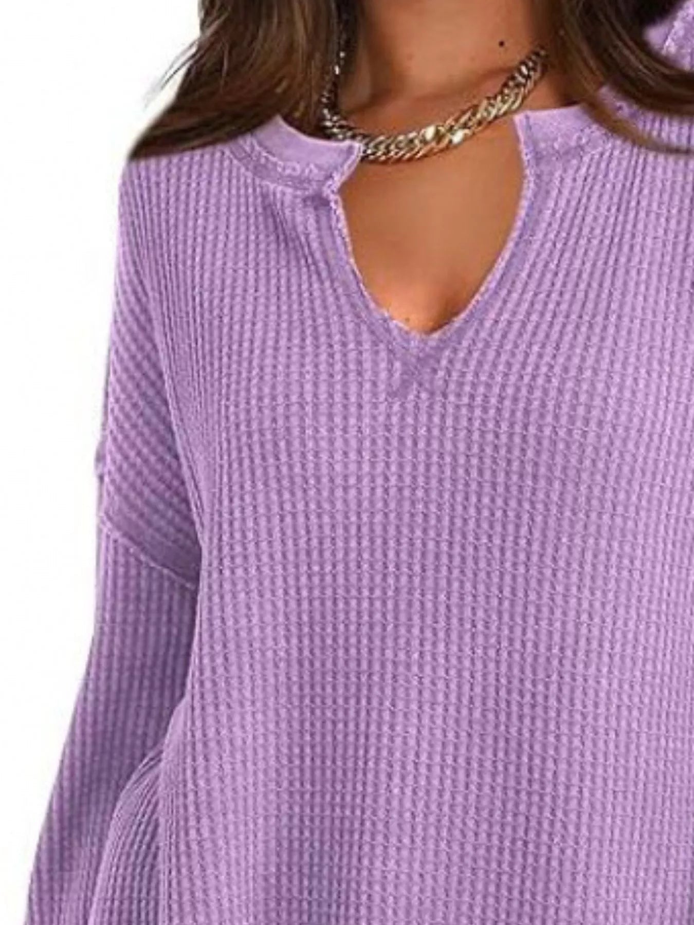 Waffle Knit Long Sleeve Sweatshirt designed for comfort and style at Lookzlike