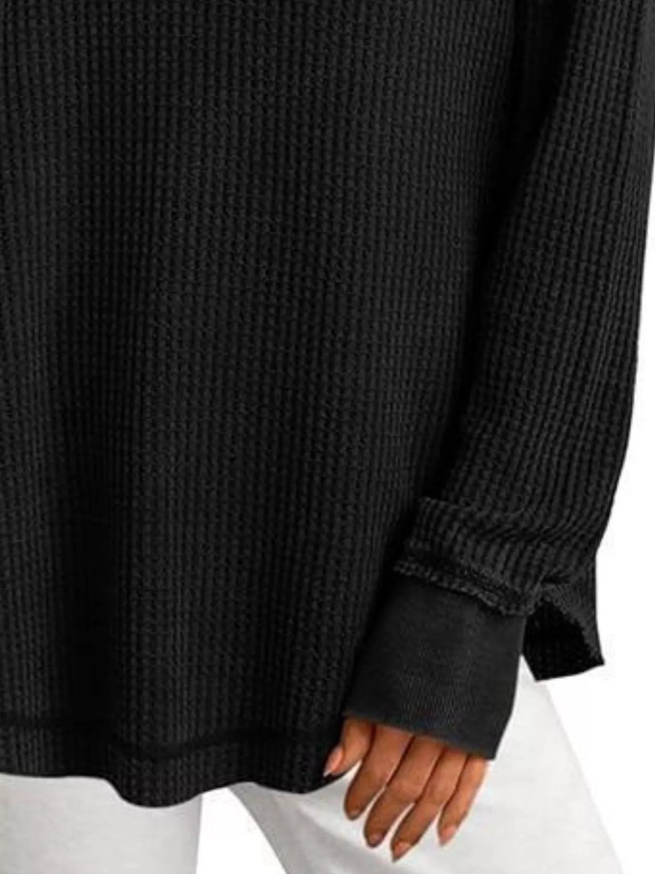 Waffle Knit Long Sleeve Sweatshirt designed for comfort and style at Lookzlike