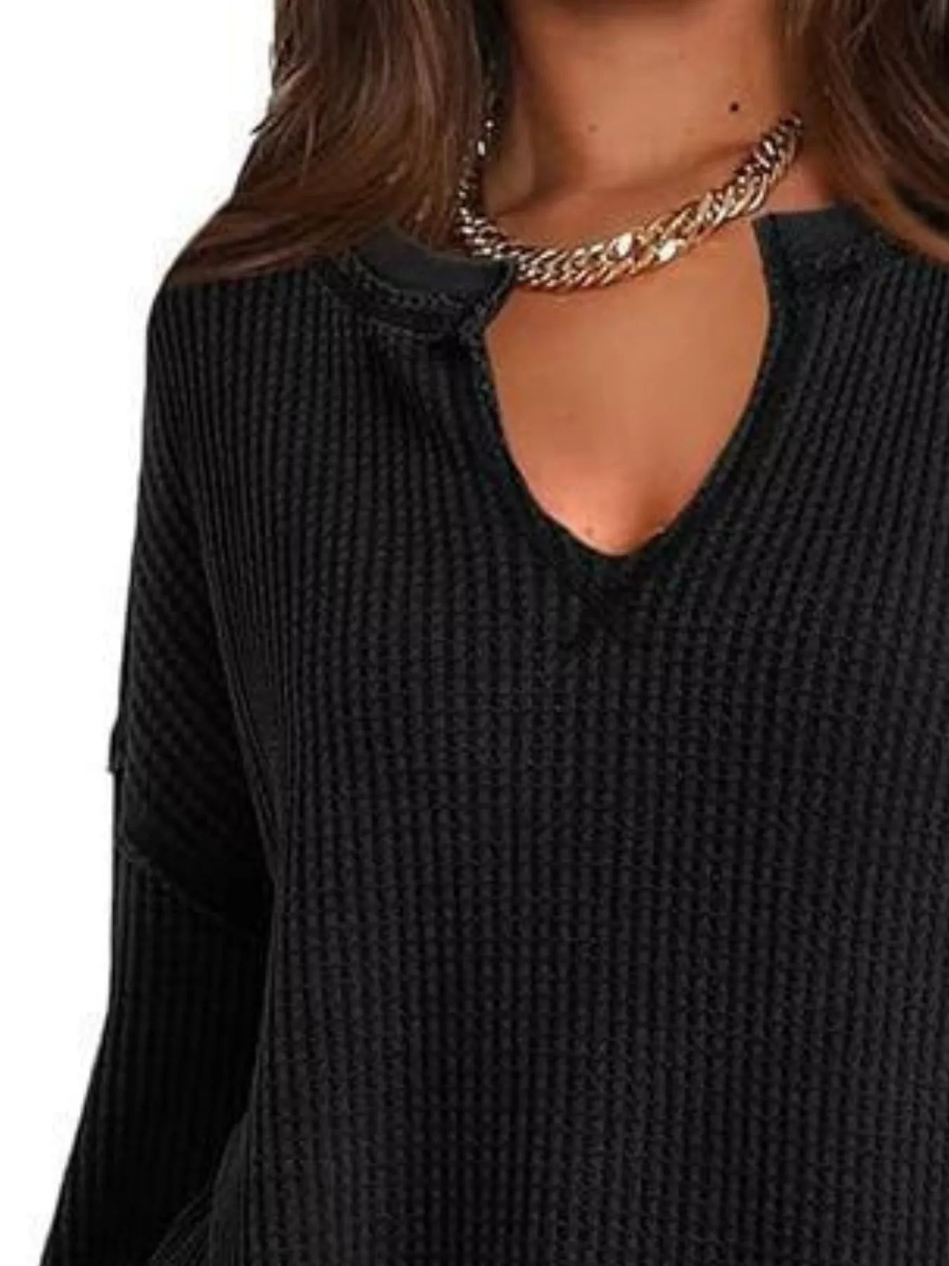 Waffle Knit Long Sleeve Sweatshirt designed for comfort and style at Lookzlike