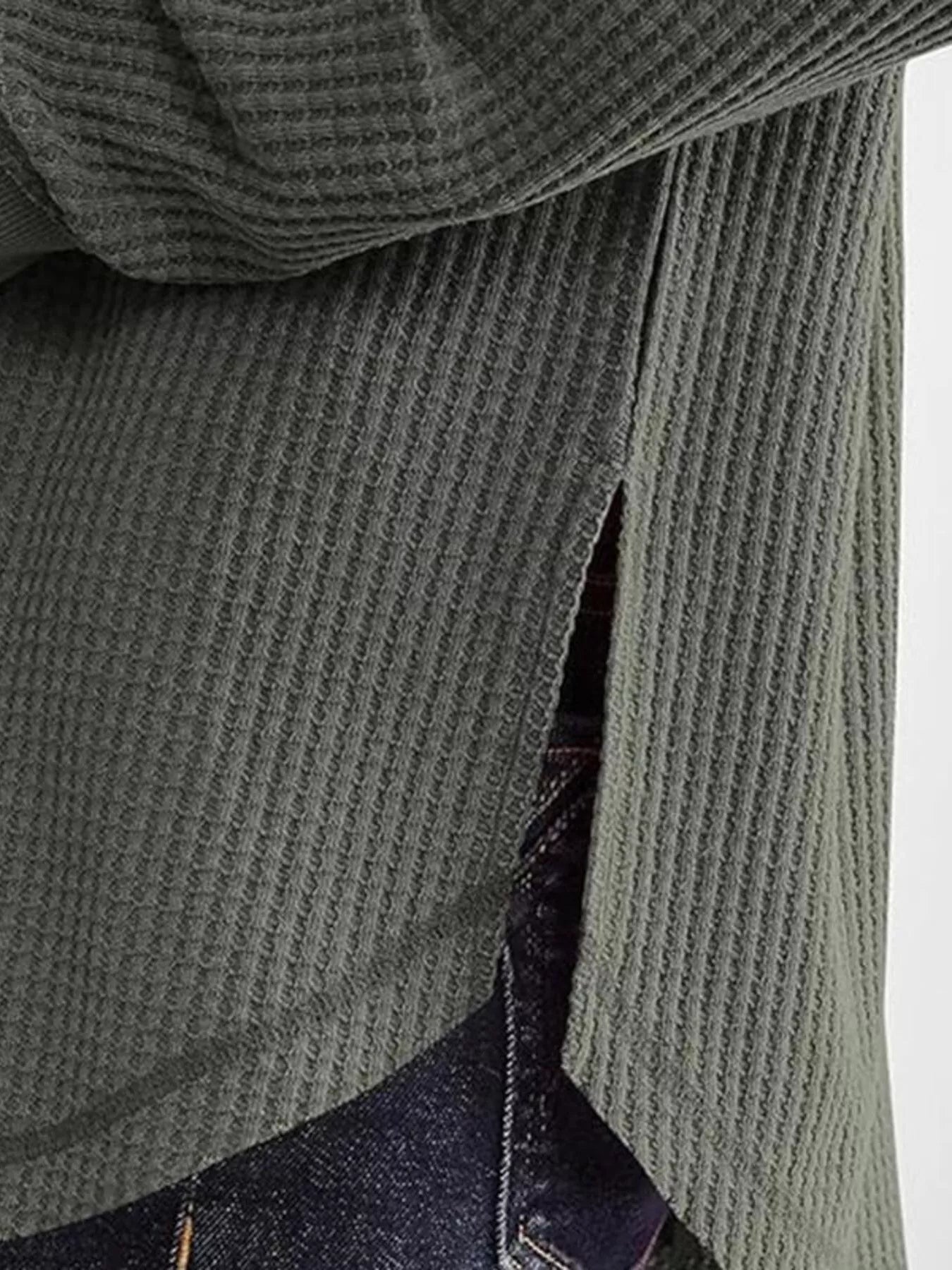 Waffle Knit Long Sleeve Sweatshirt designed for comfort and style at Lookzlike