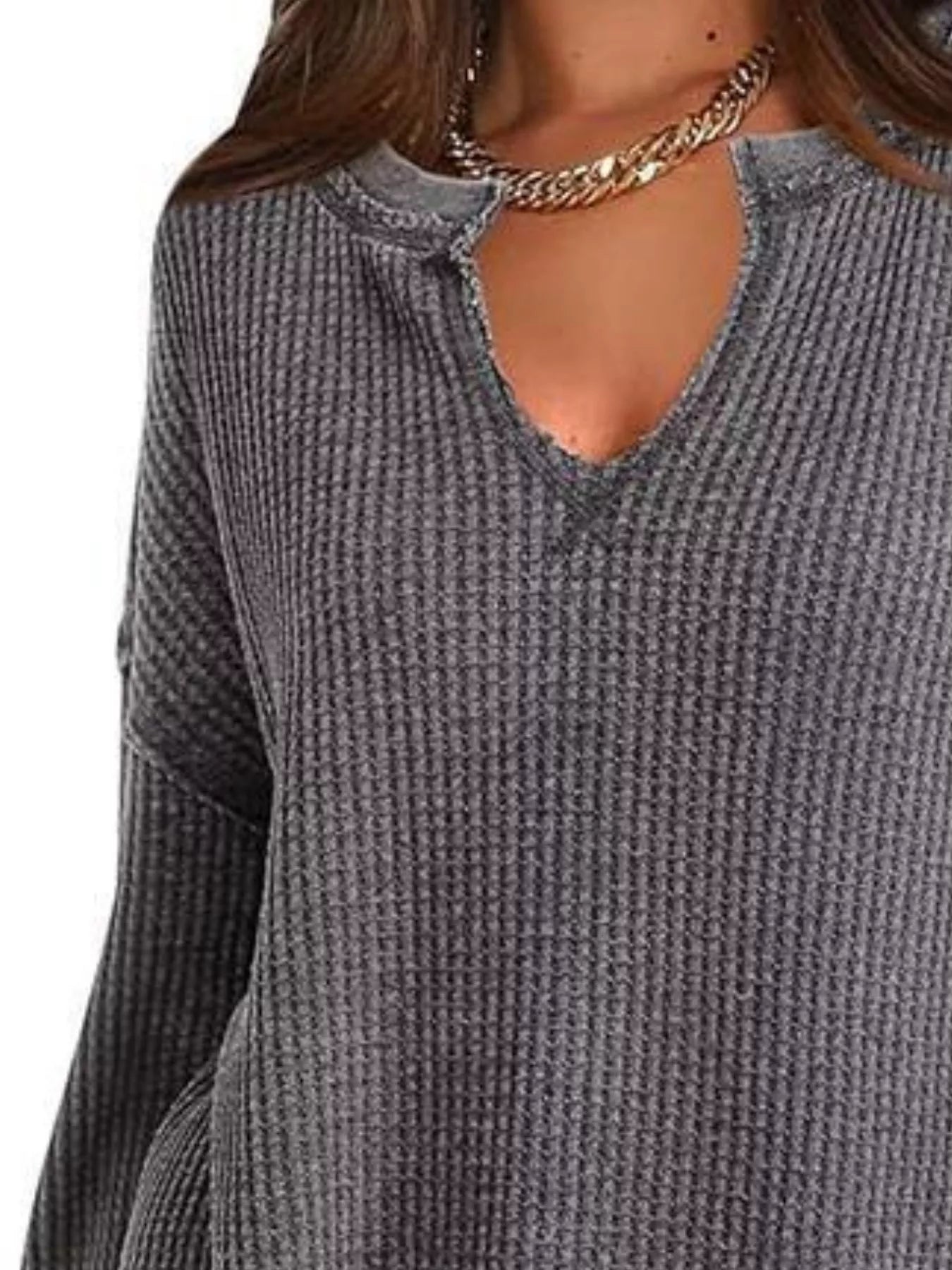 Waffle Knit Long Sleeve Sweatshirt designed for comfort and style at Lookzlike