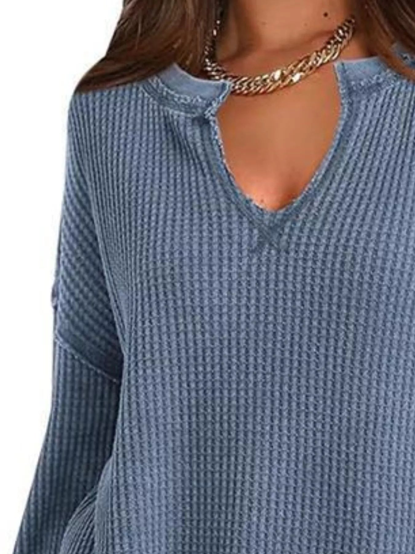 Waffle Knit Long Sleeve Sweatshirt designed for comfort and style at Lookzlike