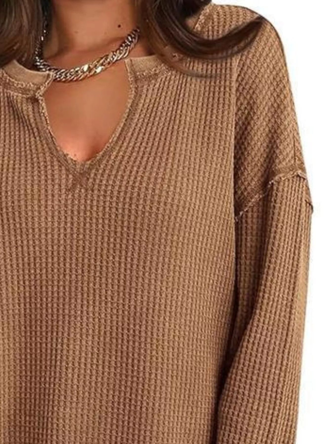 Waffle Knit Long Sleeve Sweatshirt designed for comfort and style at Lookzlike