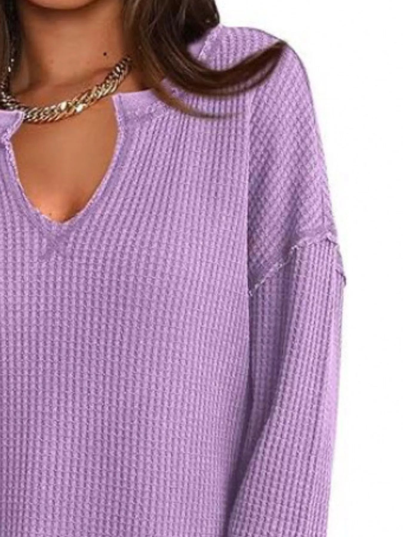 Waffle Knit Long Sleeve Sweatshirt designed for comfort and style at Lookzlike