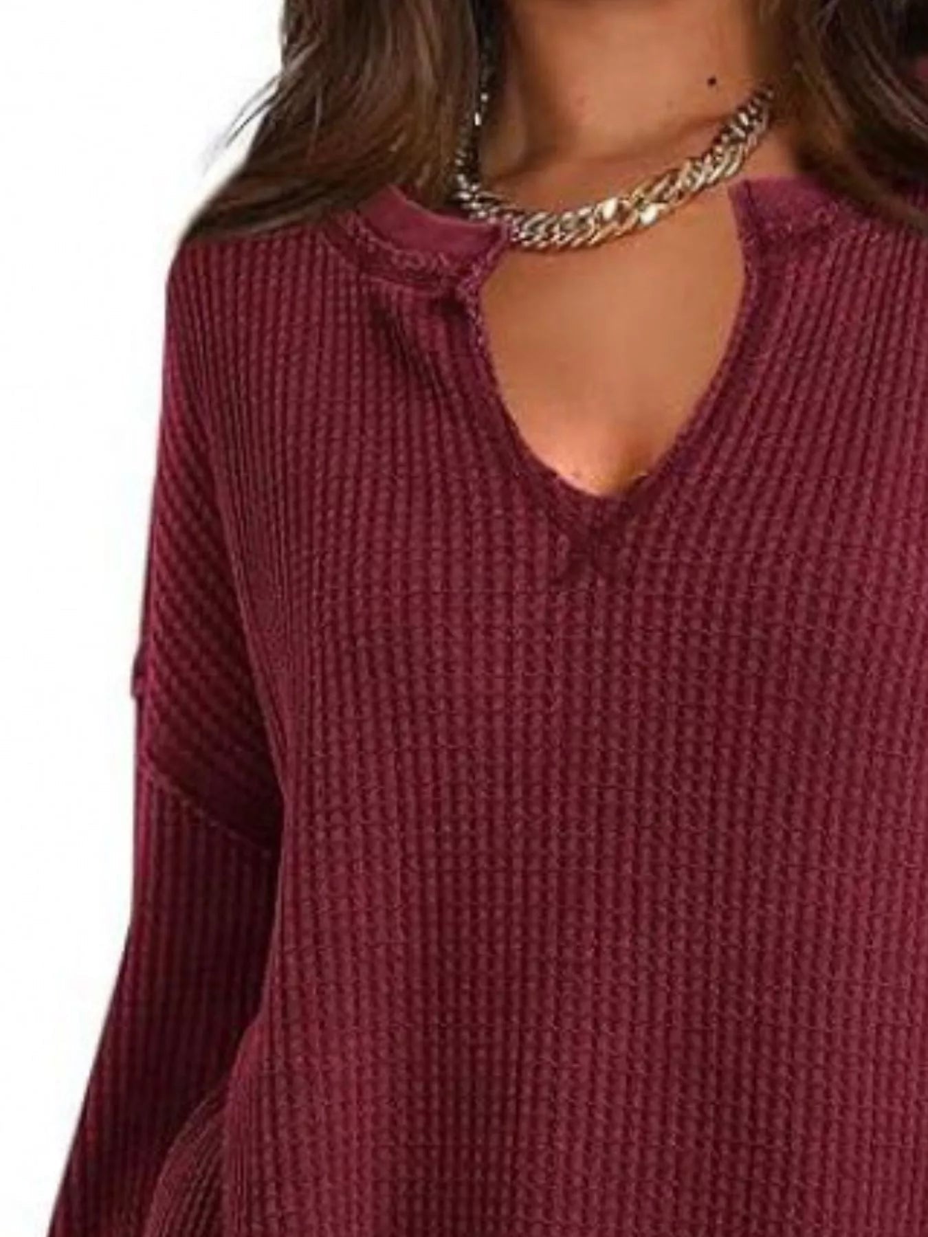 Waffle Knit Long Sleeve Sweatshirt designed for comfort and style at Lookzlike