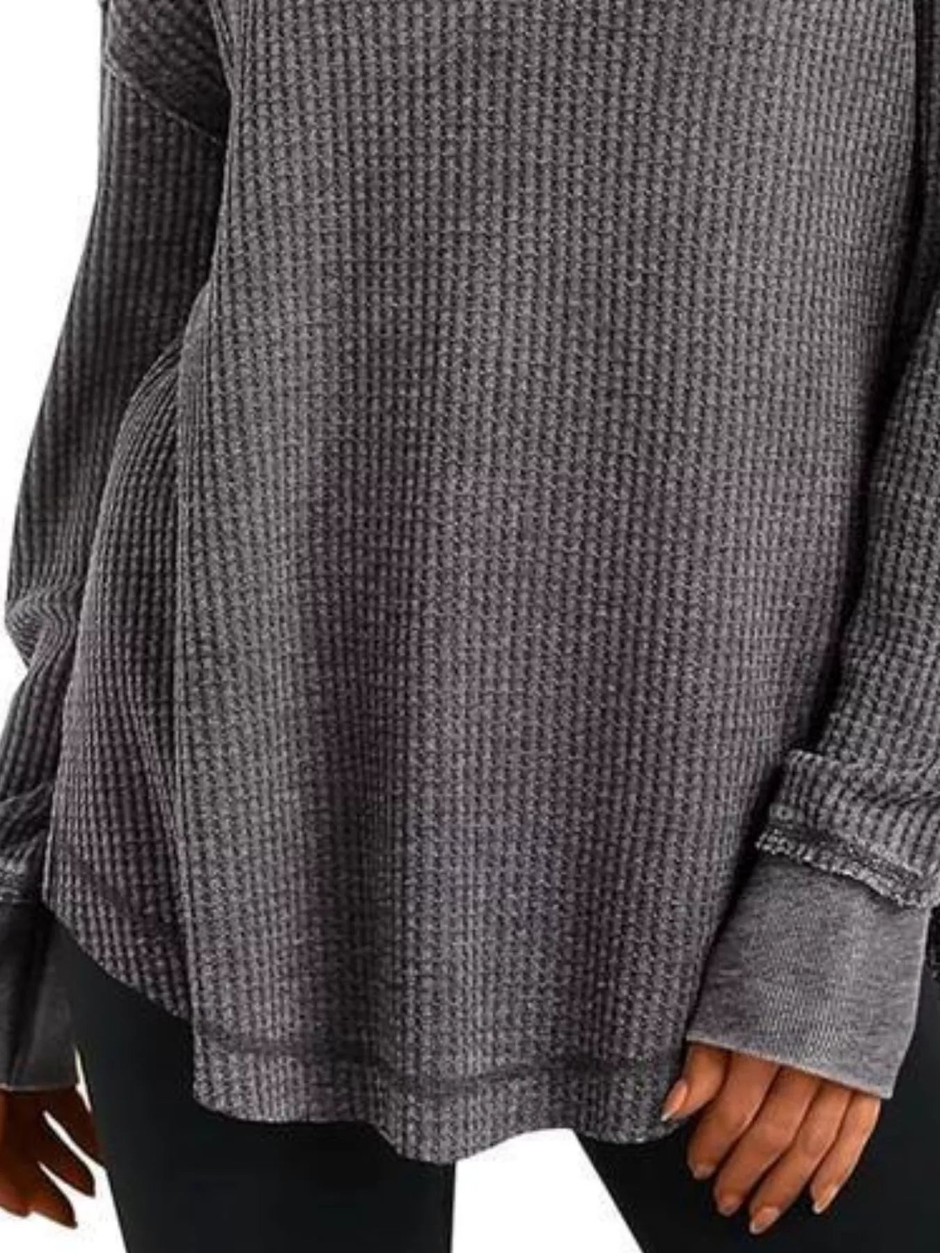 Waffle Knit Long Sleeve Sweatshirt designed for comfort and style at Lookzlike