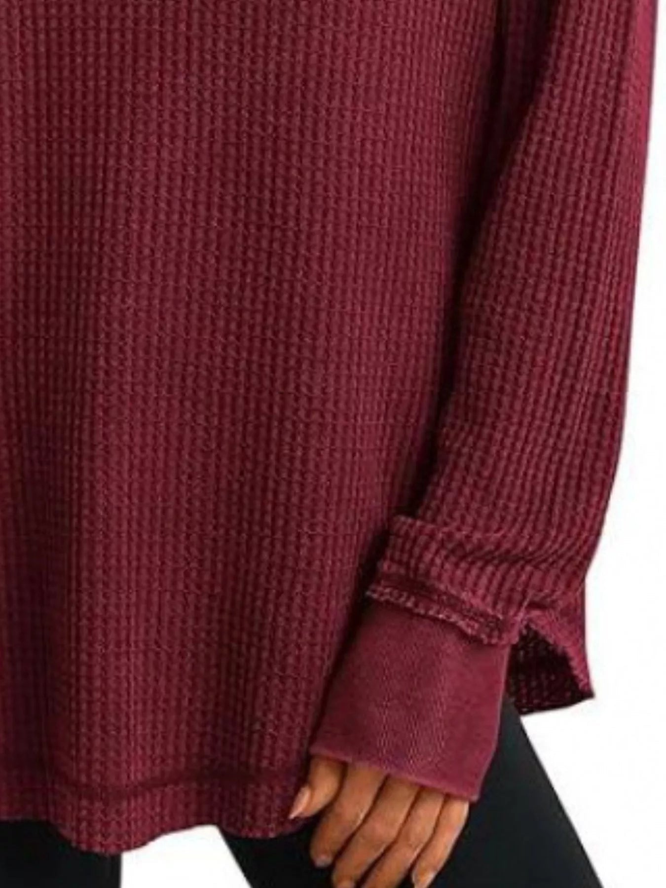 Waffle Knit Long Sleeve Sweatshirt designed for comfort and style at Lookzlike