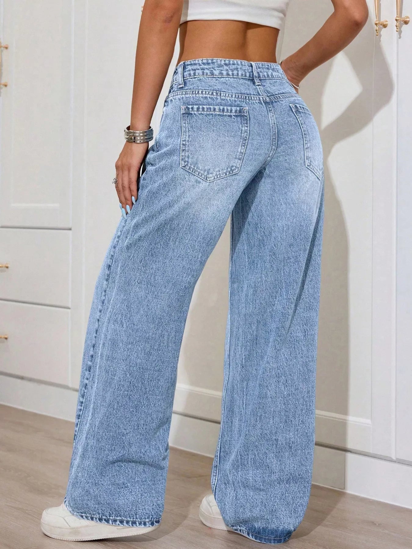 Washed Wide Leg Jeans designed for comfort and style at Lookzlike