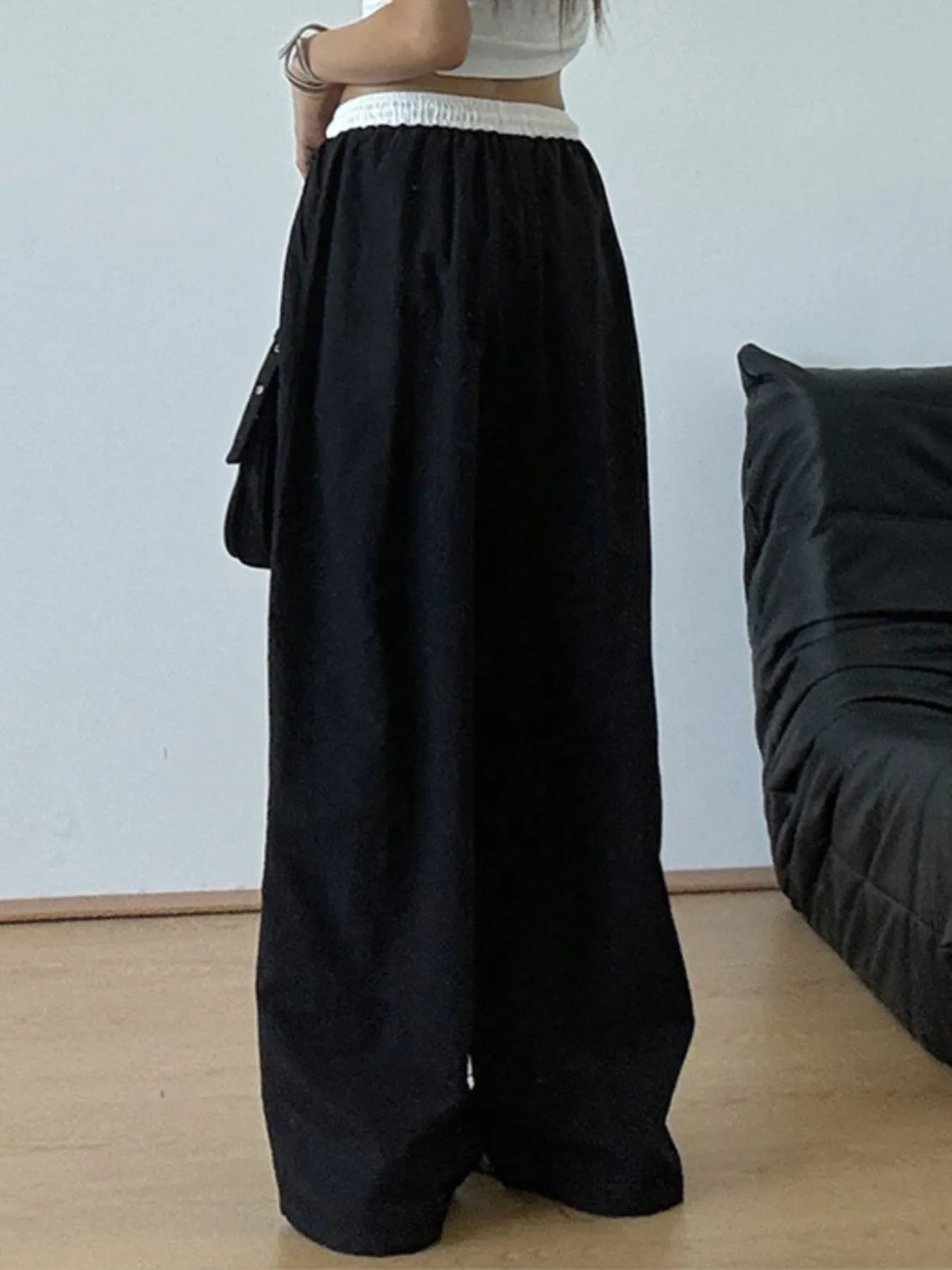 Wide Leg Drawstring Casual Pants - Lookzlike