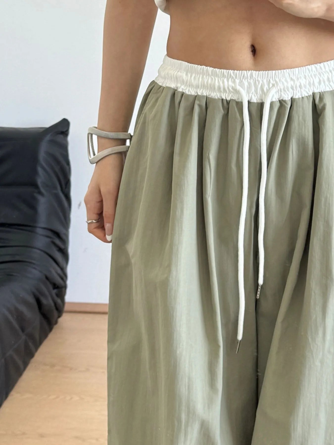 Wide Leg Drawstring Casual Pants - Lookzlike