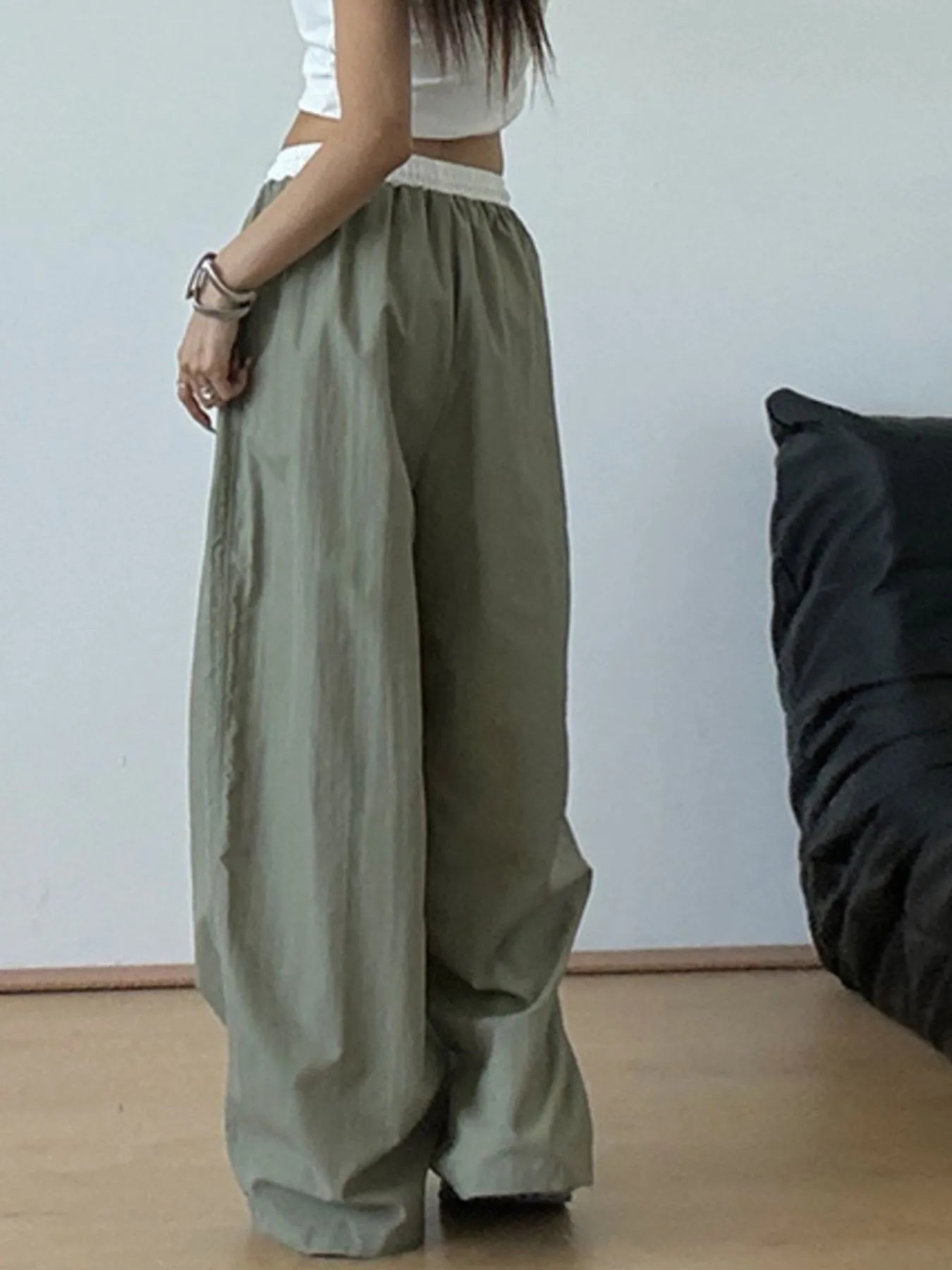 Wide Leg Drawstring Casual Pants - Lookzlike