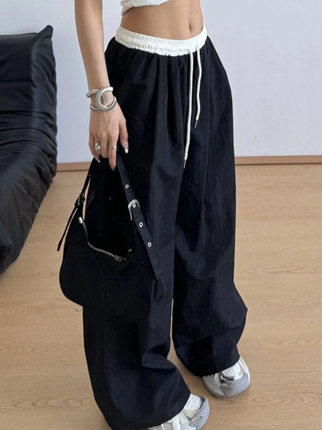 Wide Leg Drawstring Casual Pants - Lookzlike