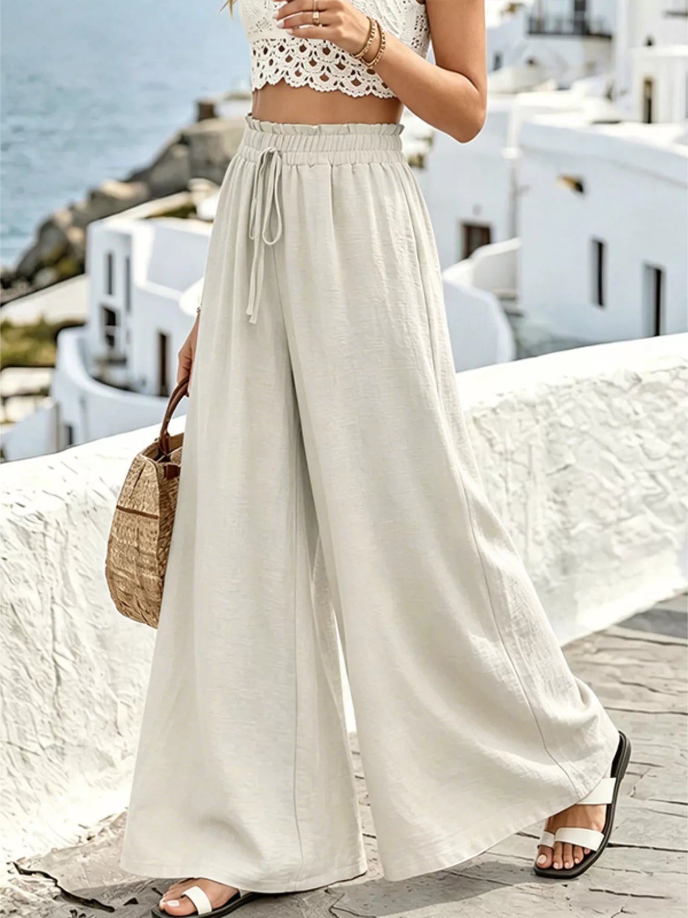 Wide Leg Drawstring Pants designed for comfort and style at Lookzlike