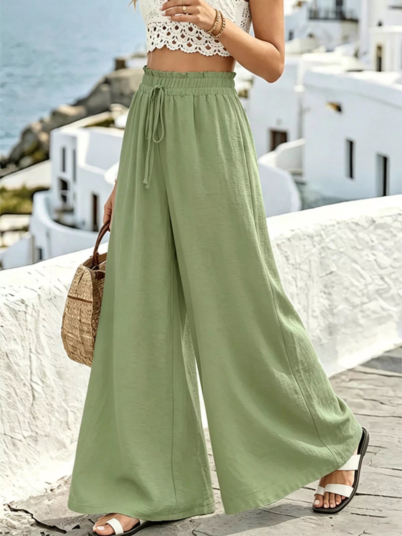 Wide Leg Drawstring Pants designed for comfort and style at Lookzlike