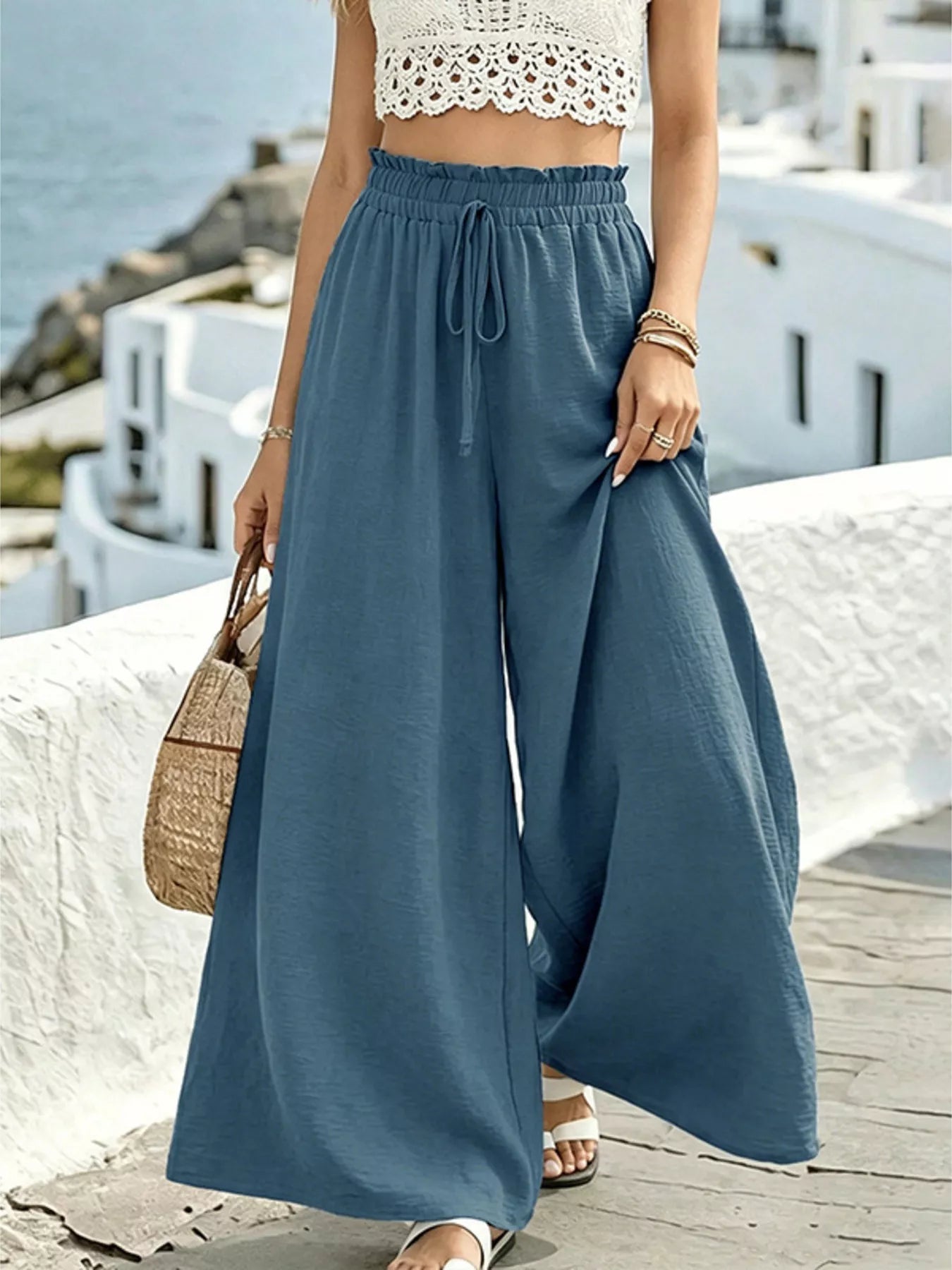 Wide Leg Drawstring Pants designed for comfort and style at Lookzlike