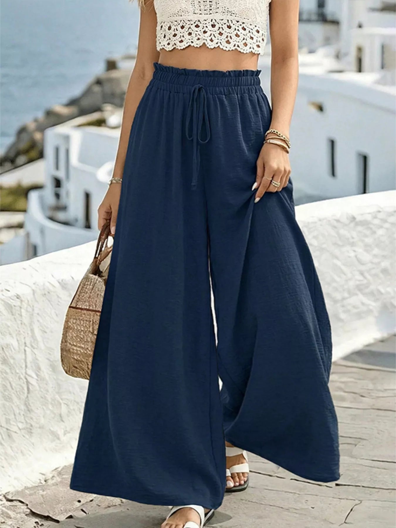 Wide Leg Drawstring Pants designed for comfort and style at Lookzlike