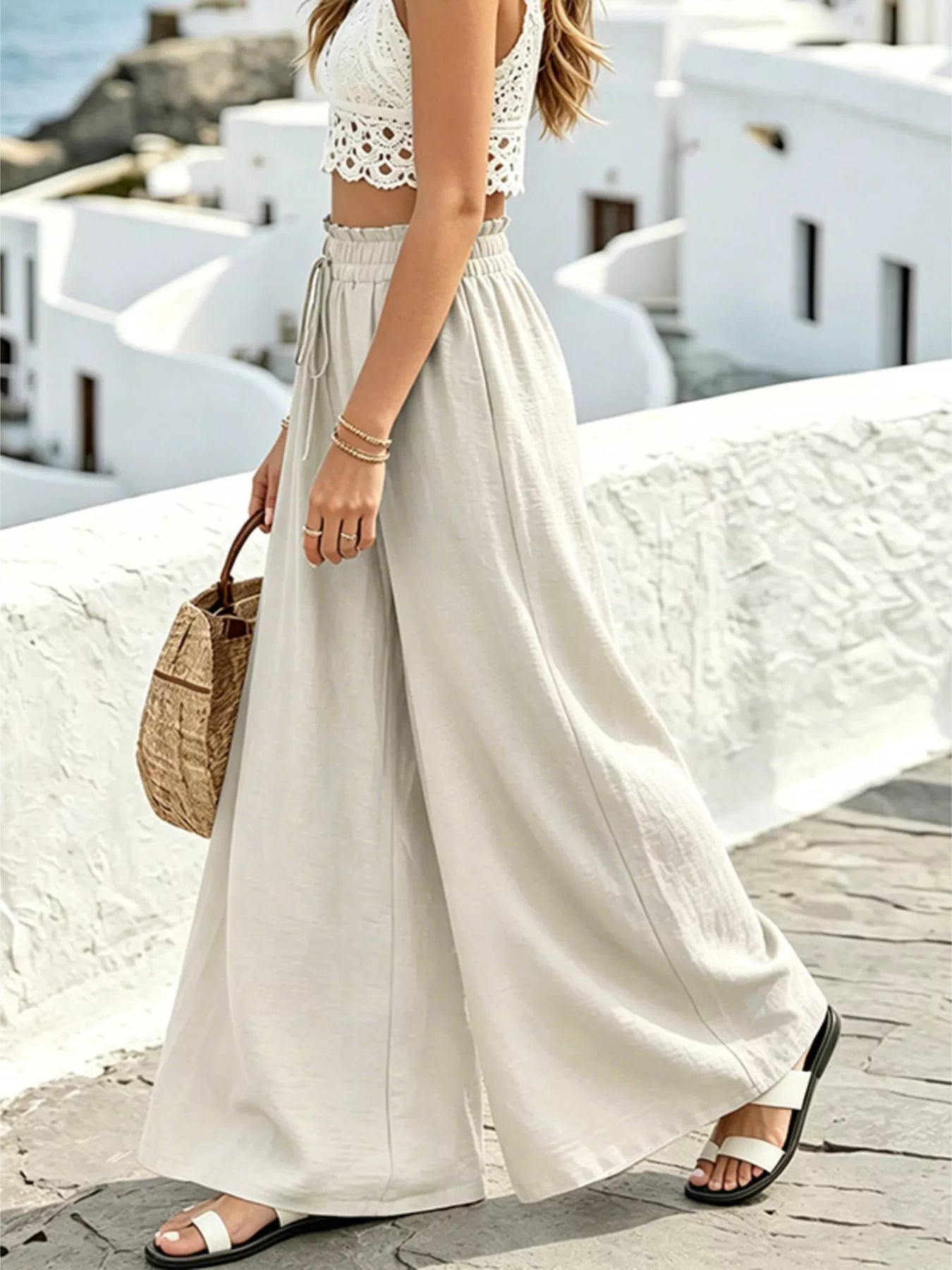Wide Leg Drawstring Pants designed for comfort and style at Lookzlike
