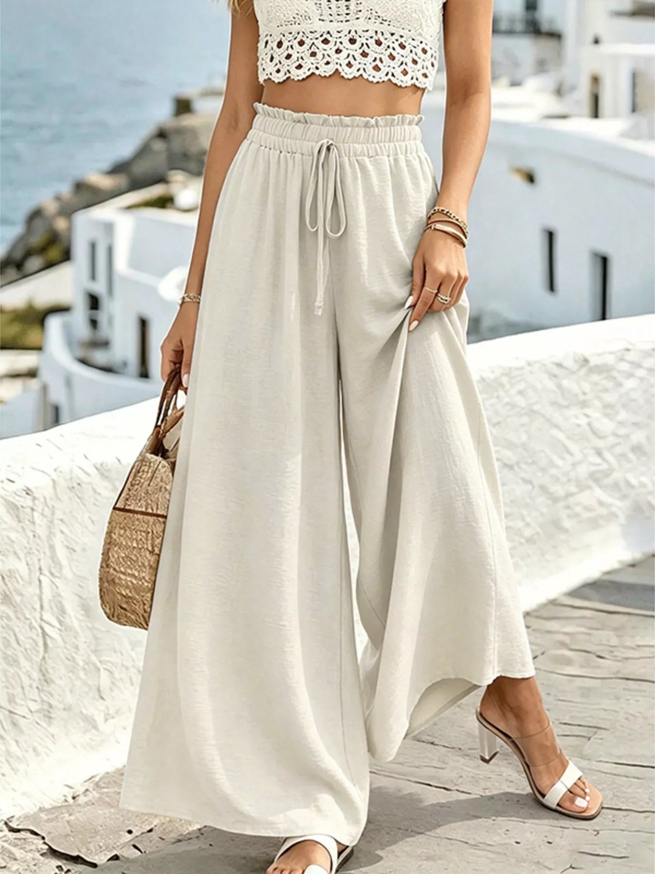 Wide Leg Drawstring Pants designed for comfort and style at Lookzlike