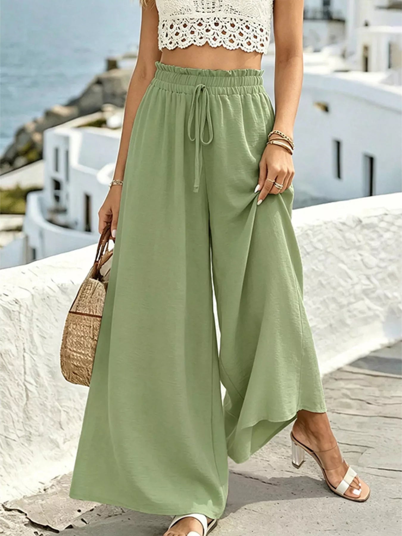 Wide Leg Drawstring Pants designed for comfort and style at Lookzlike