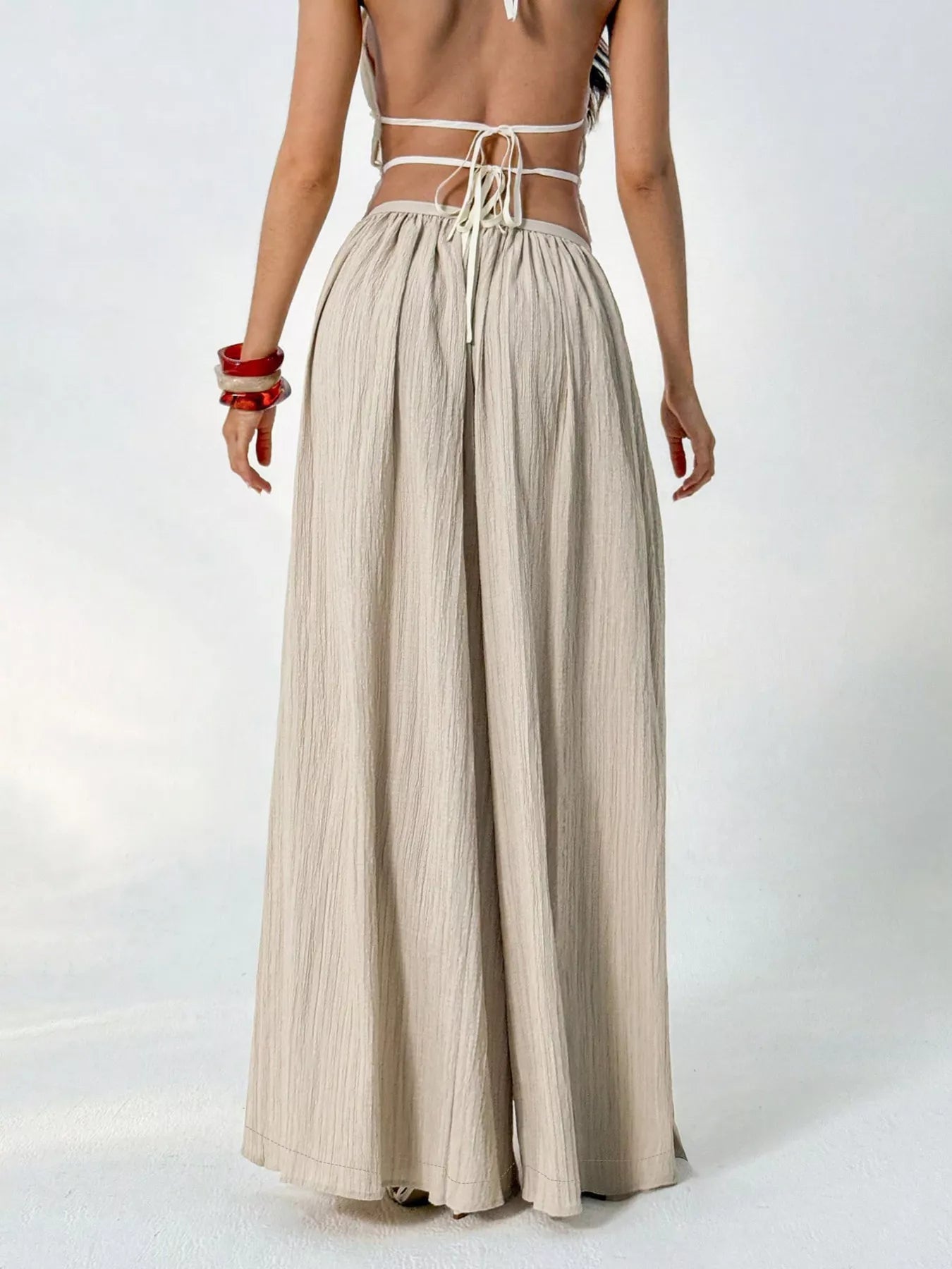 Wide-Leg Textured Pants designed for comfort and style at Lookzlike