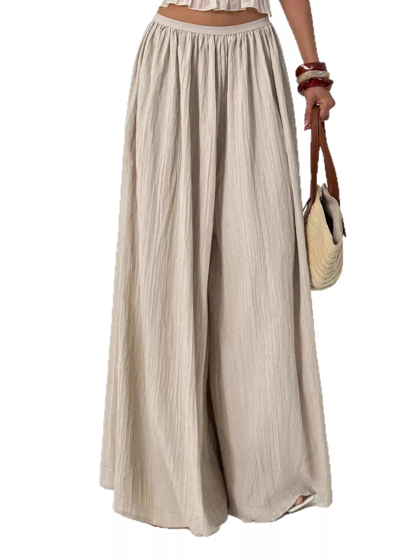Wide-Leg Textured Pants designed for comfort and style at Lookzlike