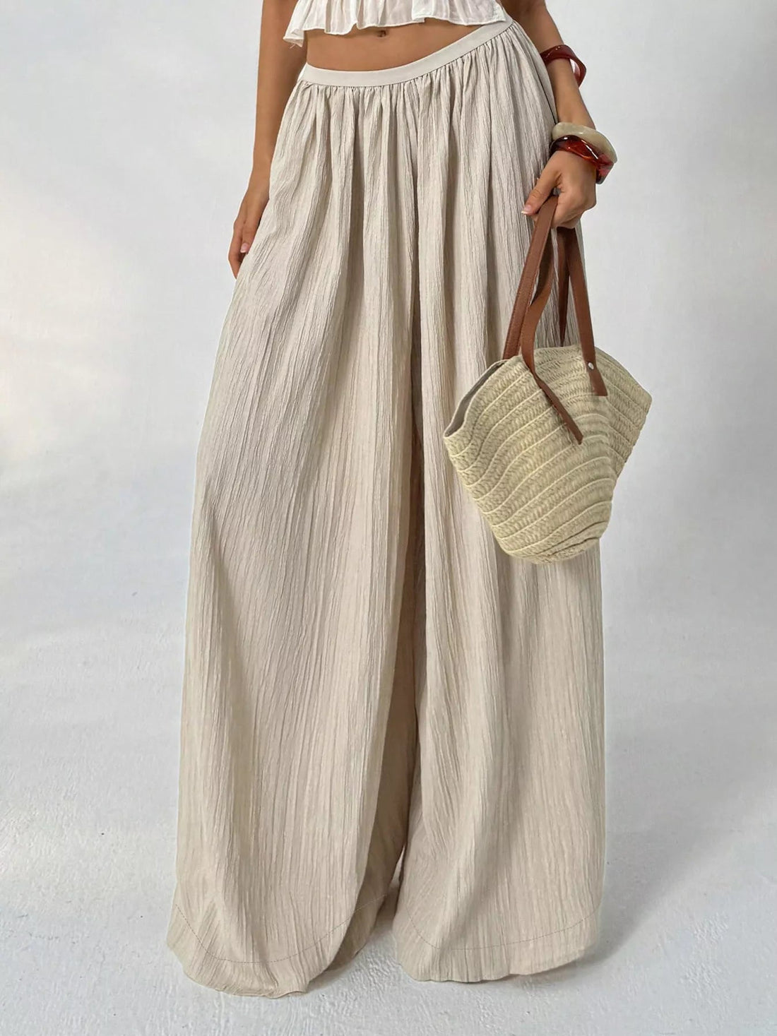 Wide-Leg Textured Pants designed for comfort and style at Lookzlike
