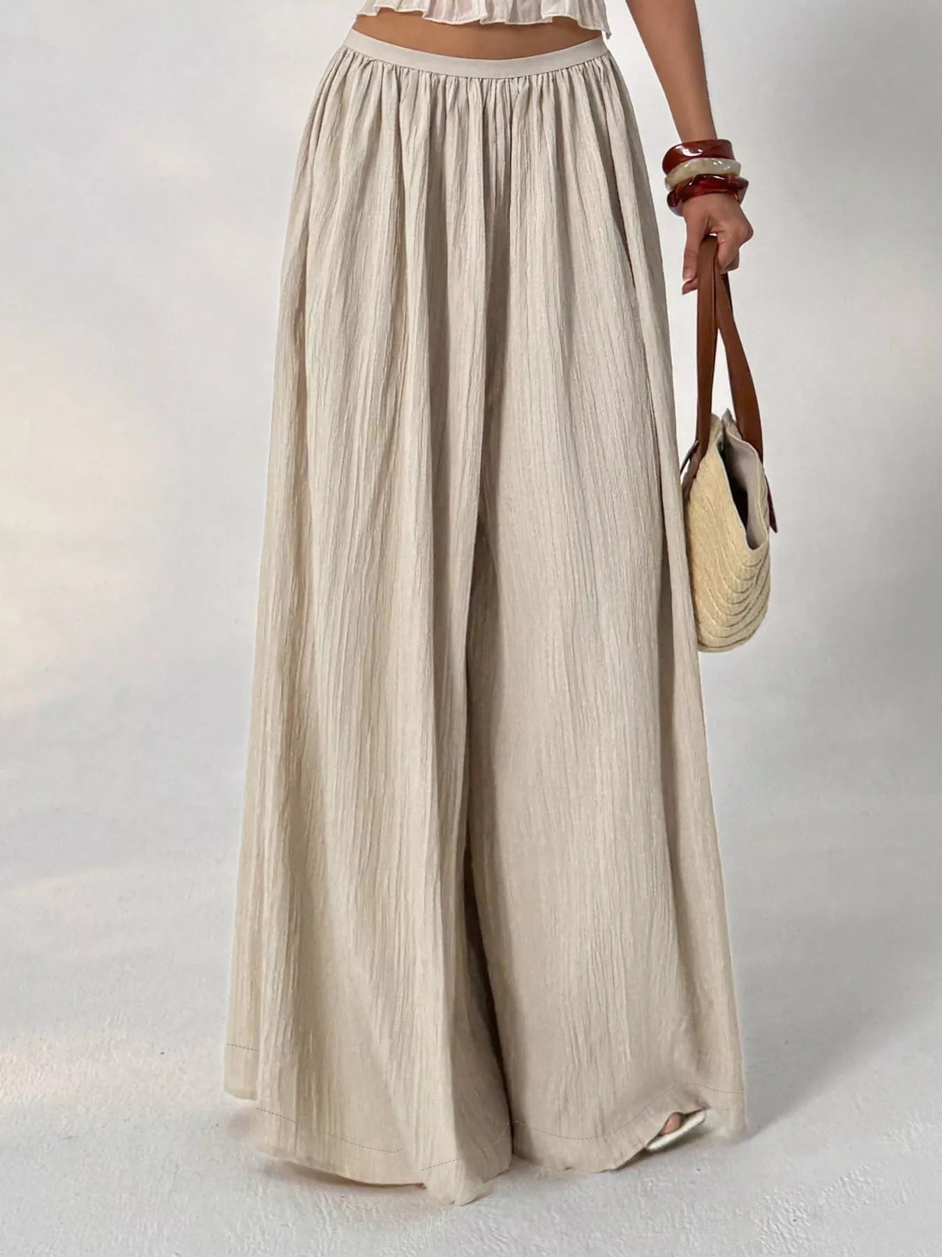 Wide-Leg Textured Pants designed for comfort and style at Lookzlike