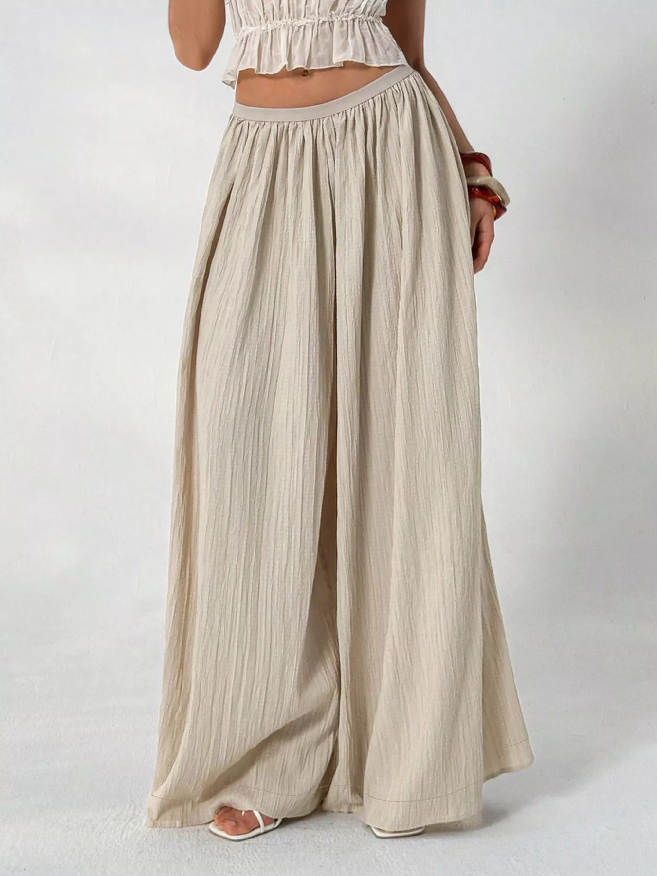 Wide-Leg Textured Pants designed for comfort and style at Lookzlike
