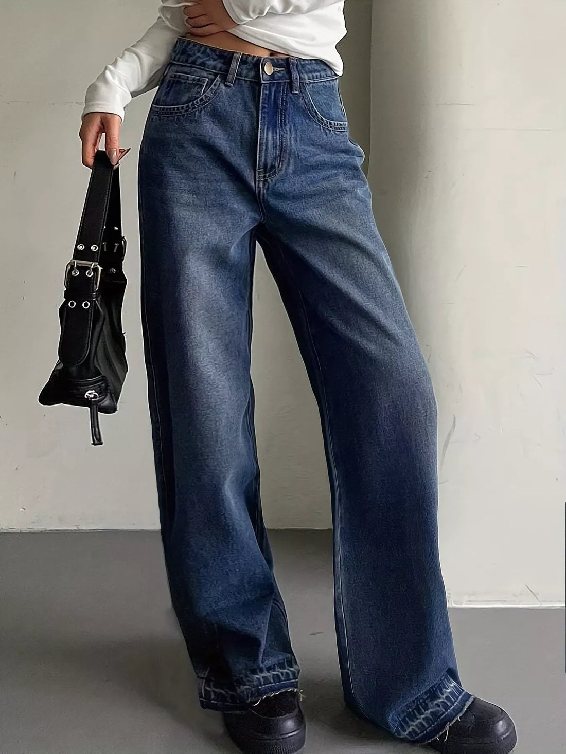 Wide Leg Vintage Wash Jeans designed for comfort and style at Lookzlike