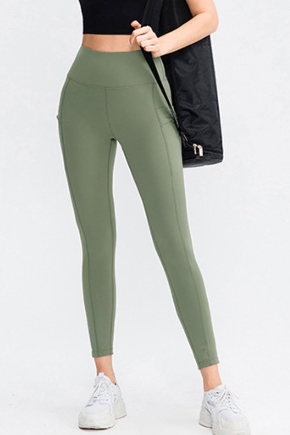 Wide Waistband Slim Fit Long Sports Pants with Pocket - Lookzlike