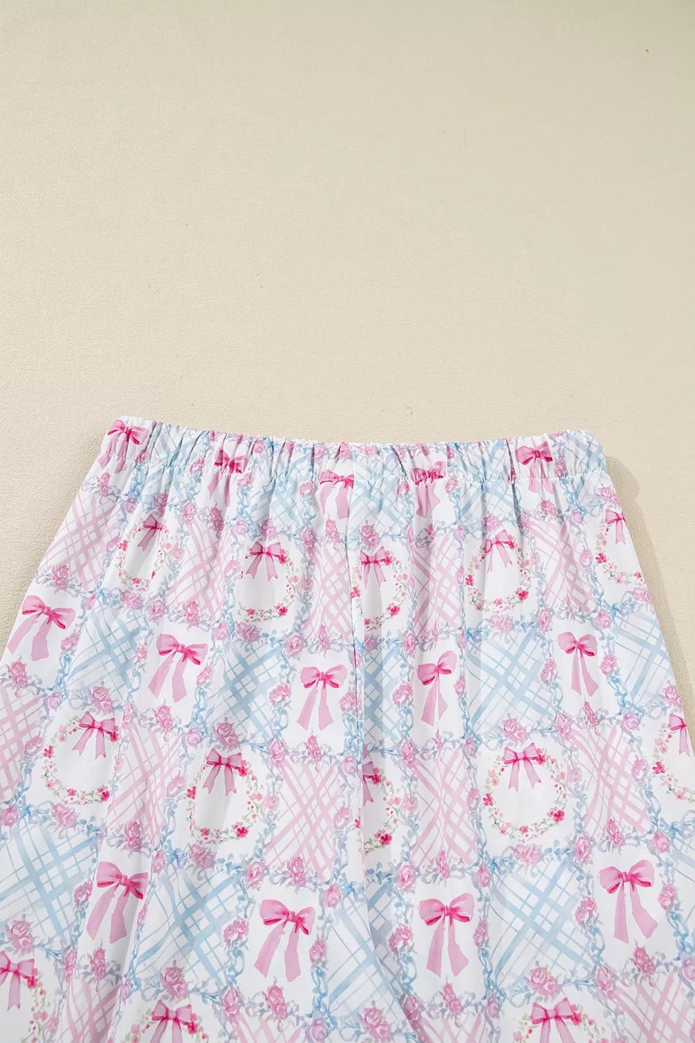 Wreath Pattern Christmas Tied Front Long Sleeve 2pcs Pajama Set designed for comfort and style at Lookzlike