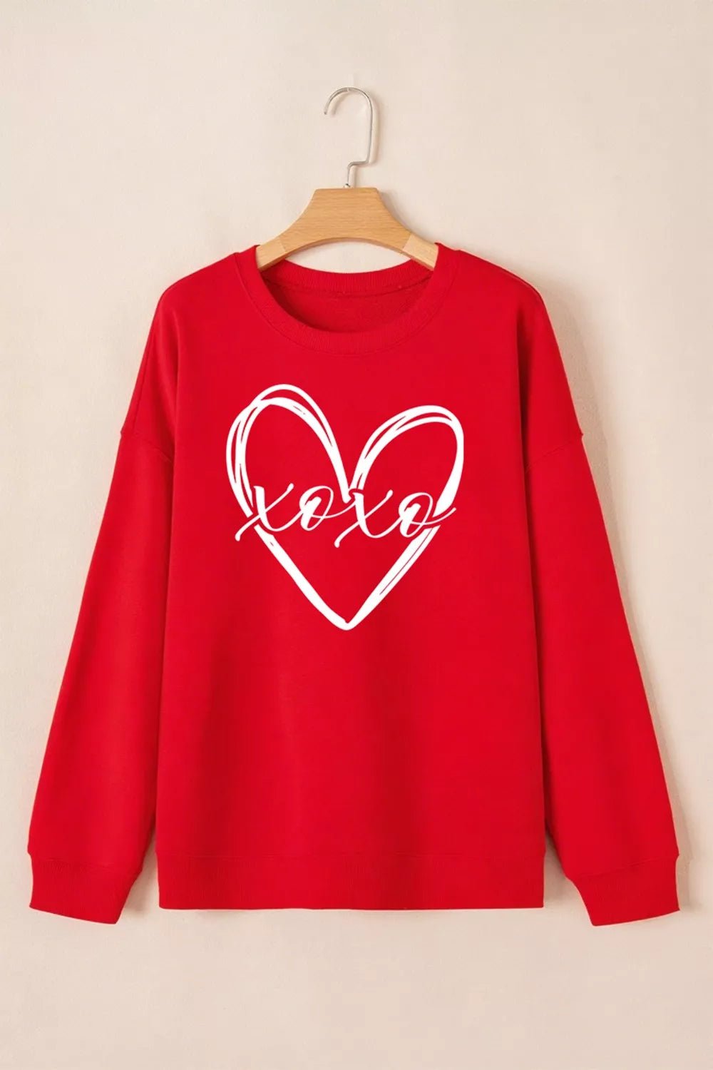 XOXO Valentines Heart Sketch Printed Pullover Sweatshirt designed for comfort and style at Lookzlike
