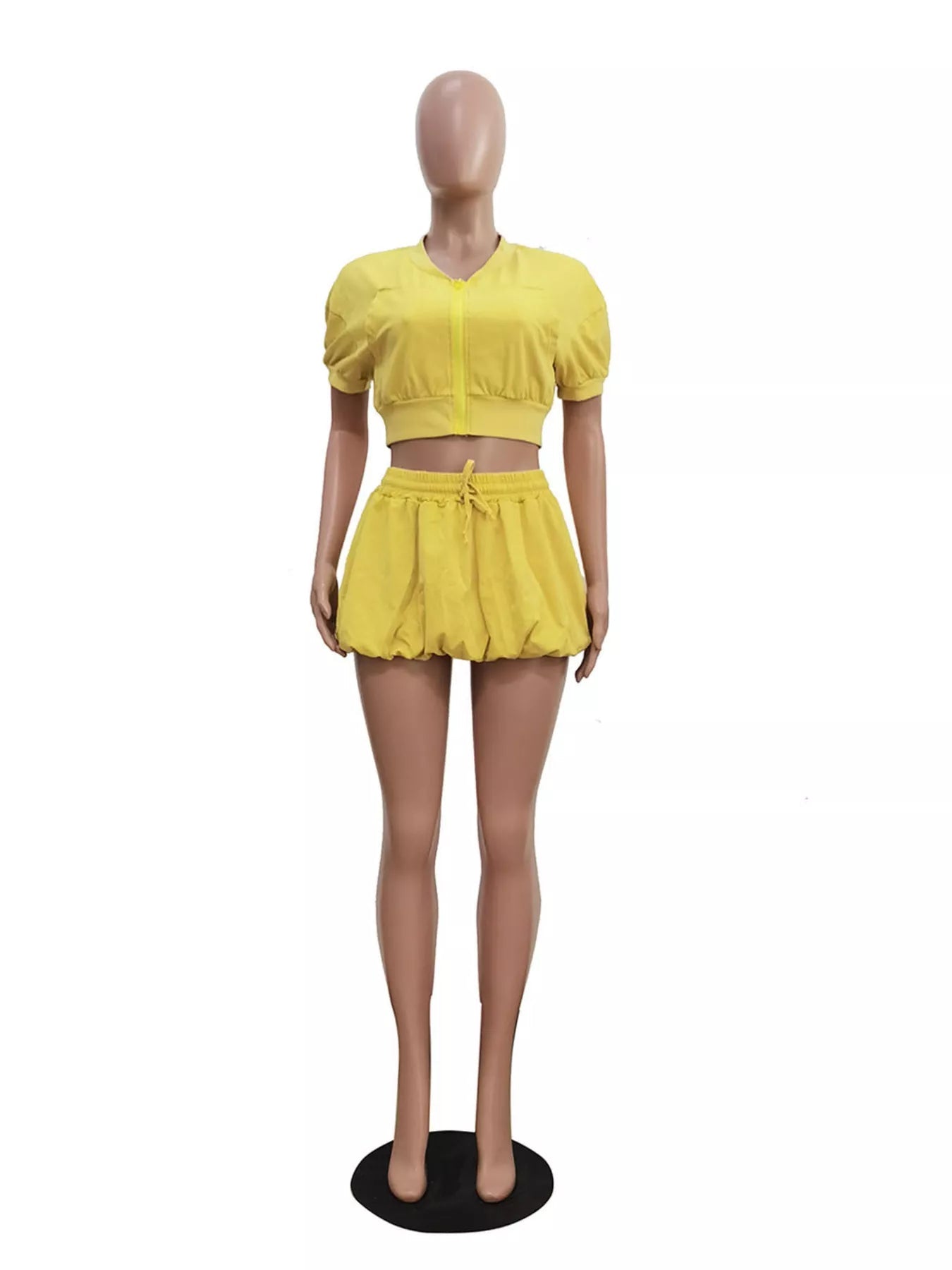 Zip Up Crop Top and Shorts Set designed for comfort and style at Lookzlike
