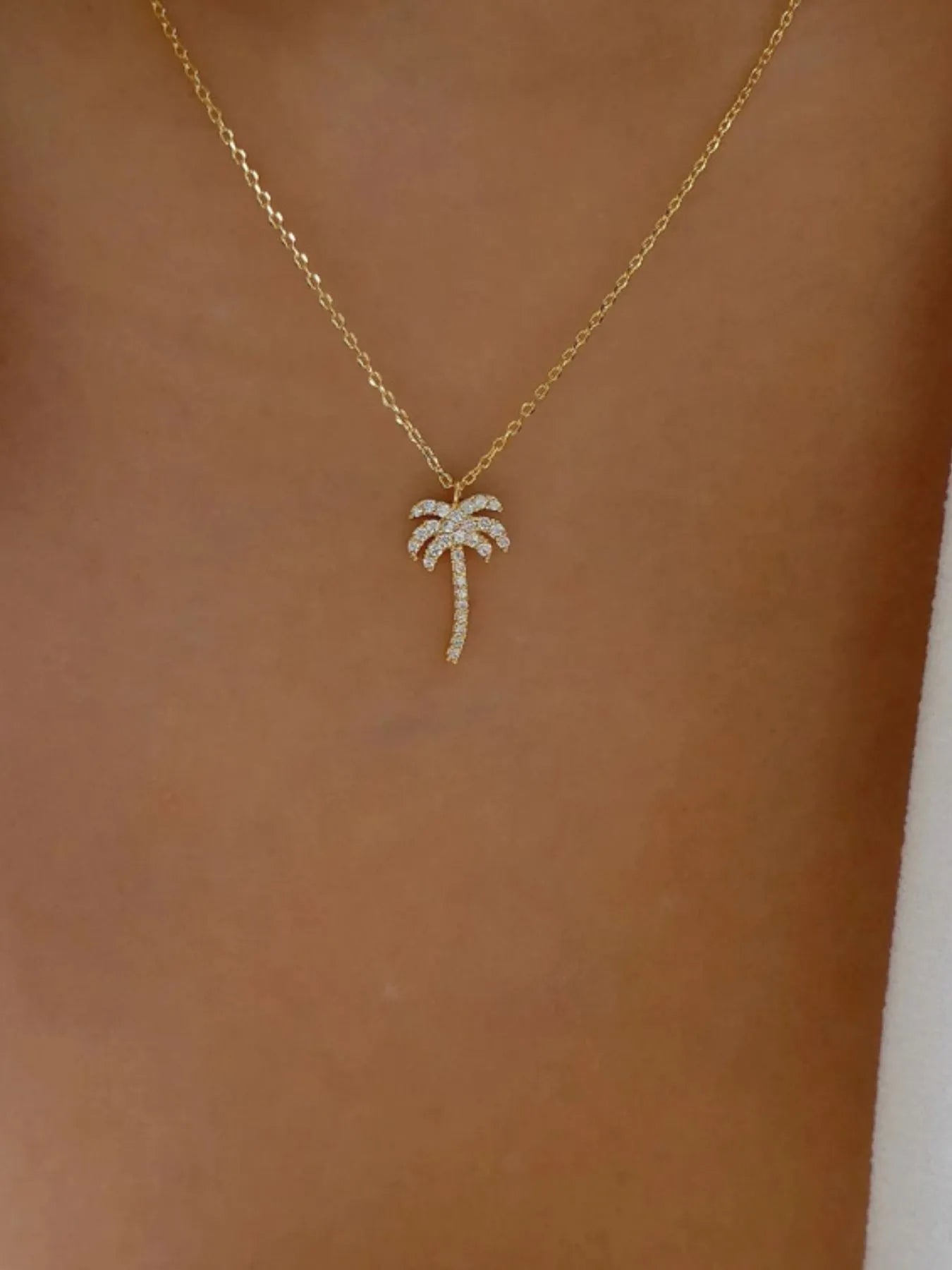 Zircon Palm Tree Pendant Necklace - Lookzlike