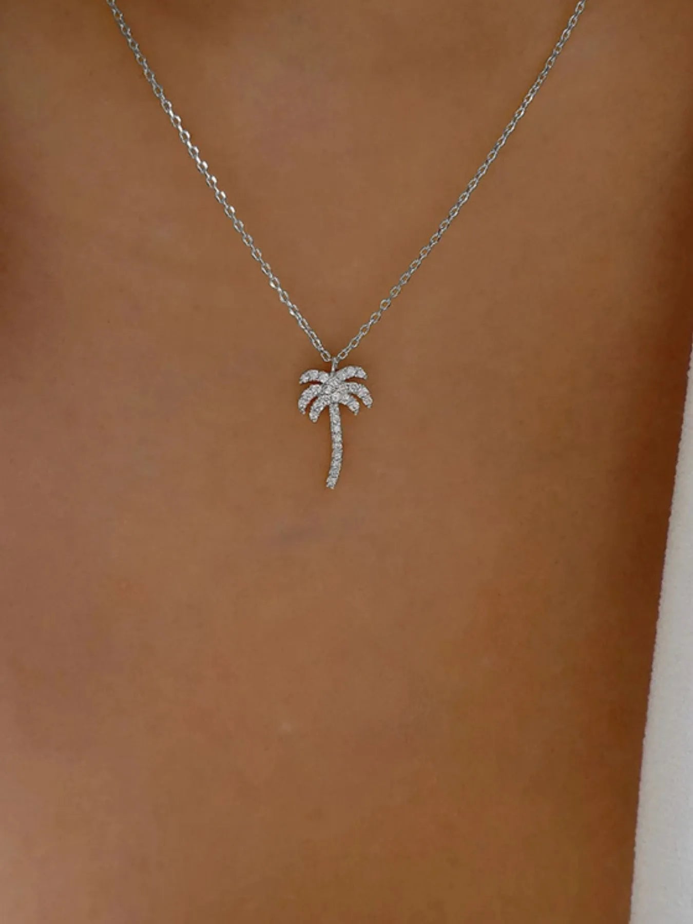 Zircon Palm Tree Pendant Necklace - Lookzlike