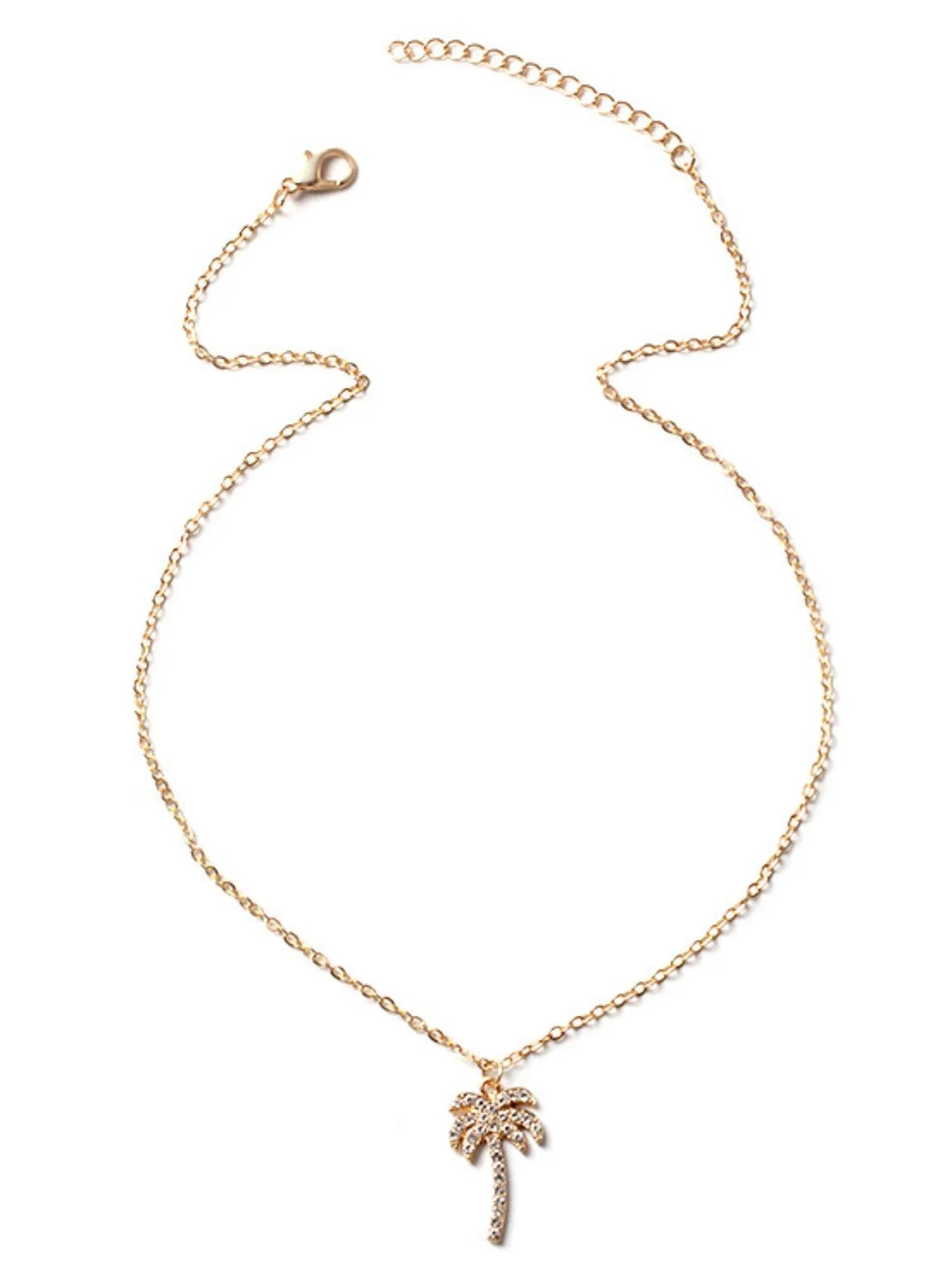 Zircon Palm Tree Pendant Necklace - Lookzlike